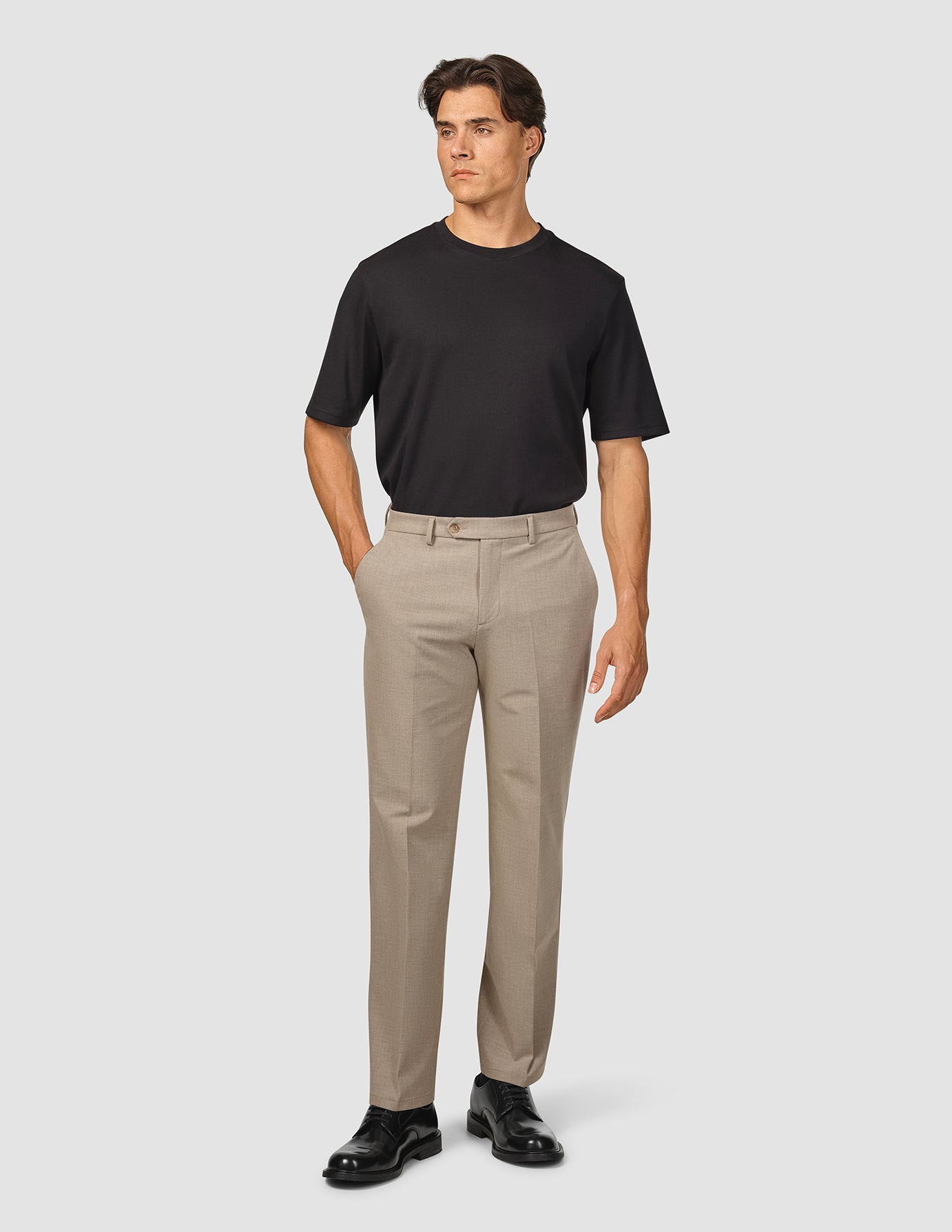 Essential Men's Suit Pants - Relaxed Fit Beige Melange Dress Pants for Business Casual & Office Wear
