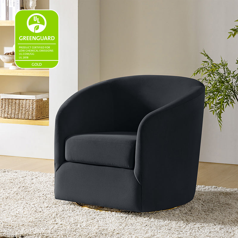 Emanuela Velvet Swivel Barrel Armchair - Modern Accent Chair for Living Room, Bedroom & Office - 360° Rotating Comfortable Lounge Chair with Soft Upholstery - Perfect for Reading, Relaxing & Home Decor