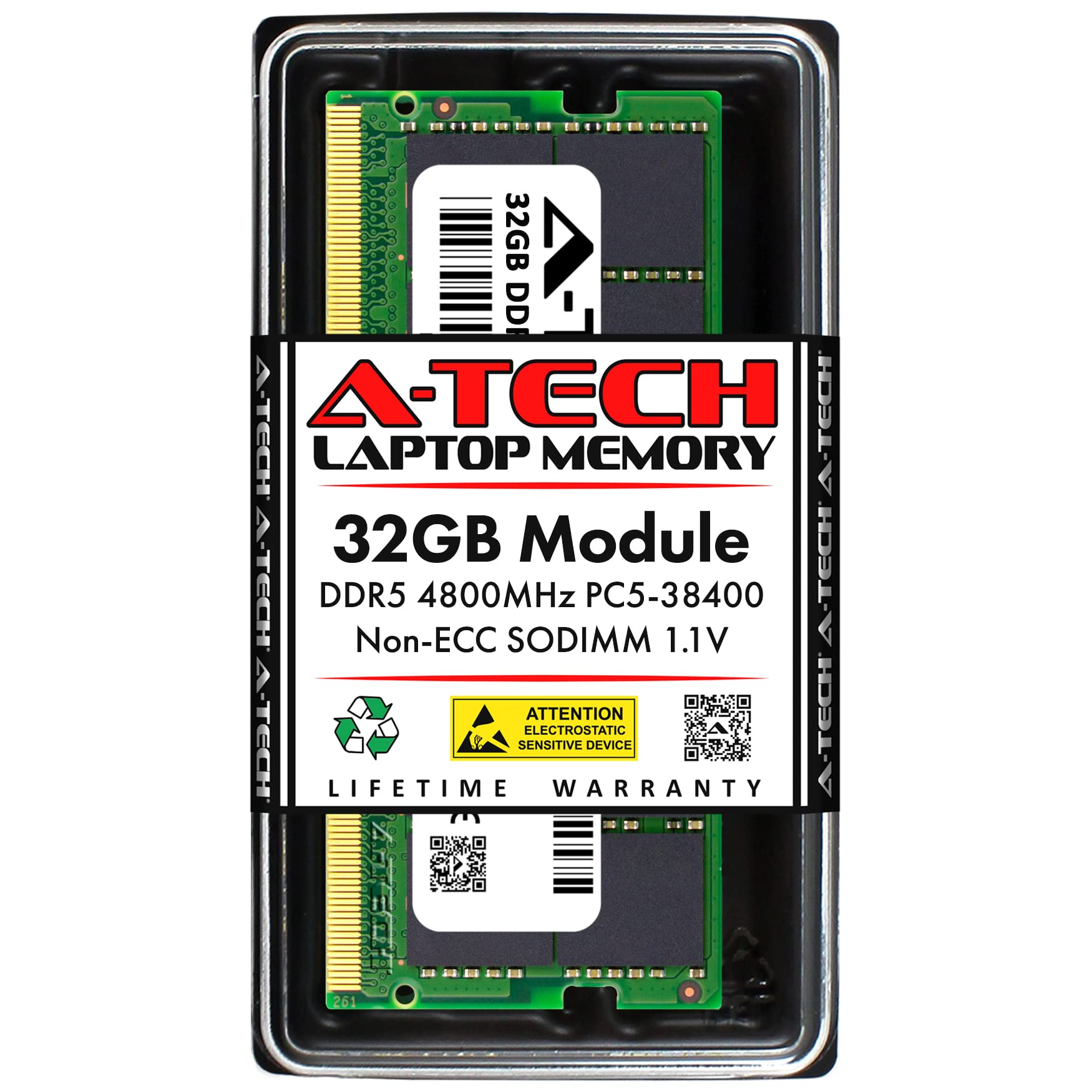 A-Tech 32GB DDR5 4800MHz SODIMM Laptop RAM - Replacement for Samsung M425R4GA3BB0-CQK - PC5-38400 Non-ECC 262-Pin 2Rx8 1.1V Memory Upgrade - Perfect for Gaming Laptops, Workstations & High-Performance Computing