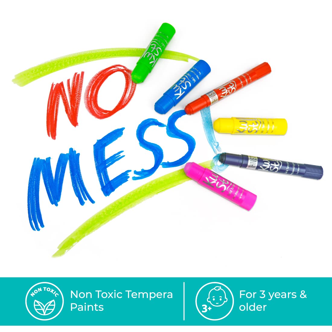 The Pencil Grip Kwik Stix Thin Tempera Paint Pens - 6 Classic Colors, Fast Drying Non-Toxic Tempera Paint Sticks for Kids | Perfect for Classroom Art Projects, DIY Crafts & Home School Activities