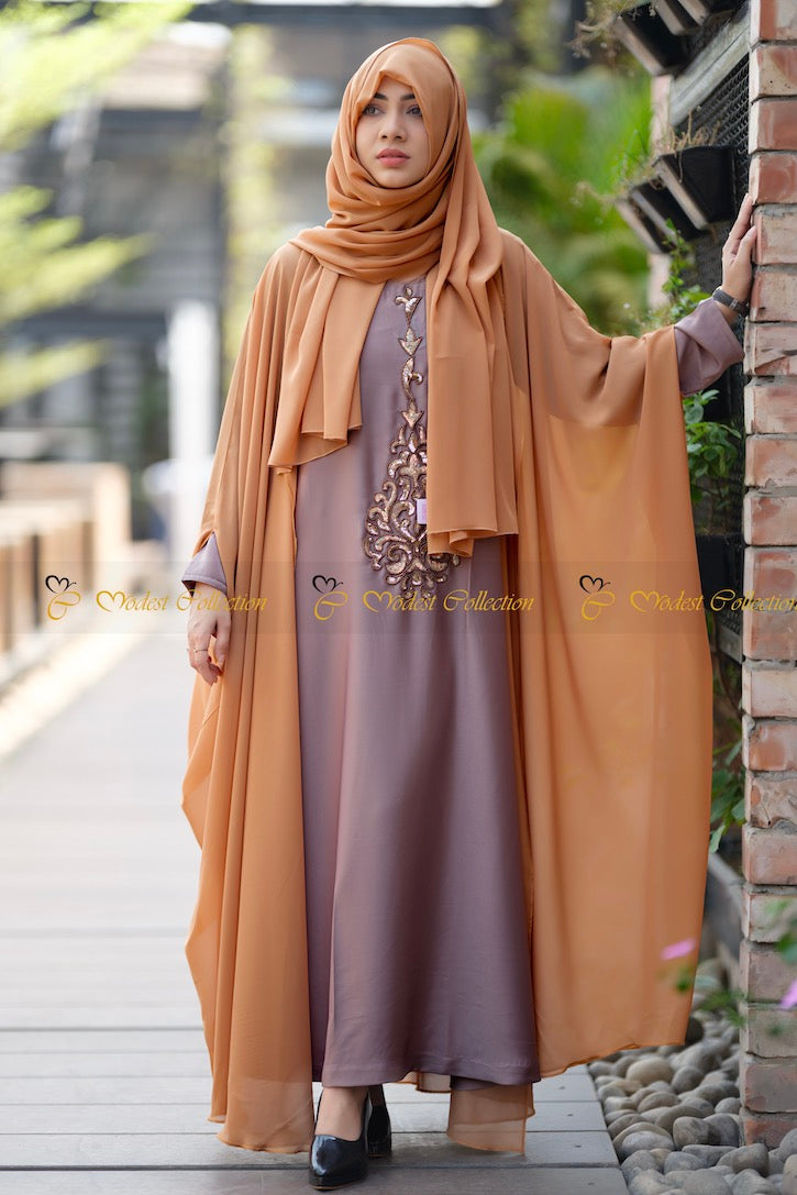 Cleopatra 2-Piece Shrug Abaya Set - Elegant Muslim Women's Prayer Dress for Home & Mosque - Perfect for Ramadan & Eid Celebrations