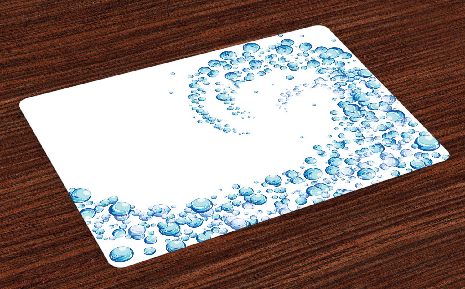 Ambesonne Blue Place Mats Set of 4 - Water Droplets Bubbles Ocean Waves Design, Washable Fabric Table Mats for Dining Room & Kitchen Decor in Blue Aqua White | Perfect for Beach Themed Parties, Summer Dining, and Coastal Home Decor