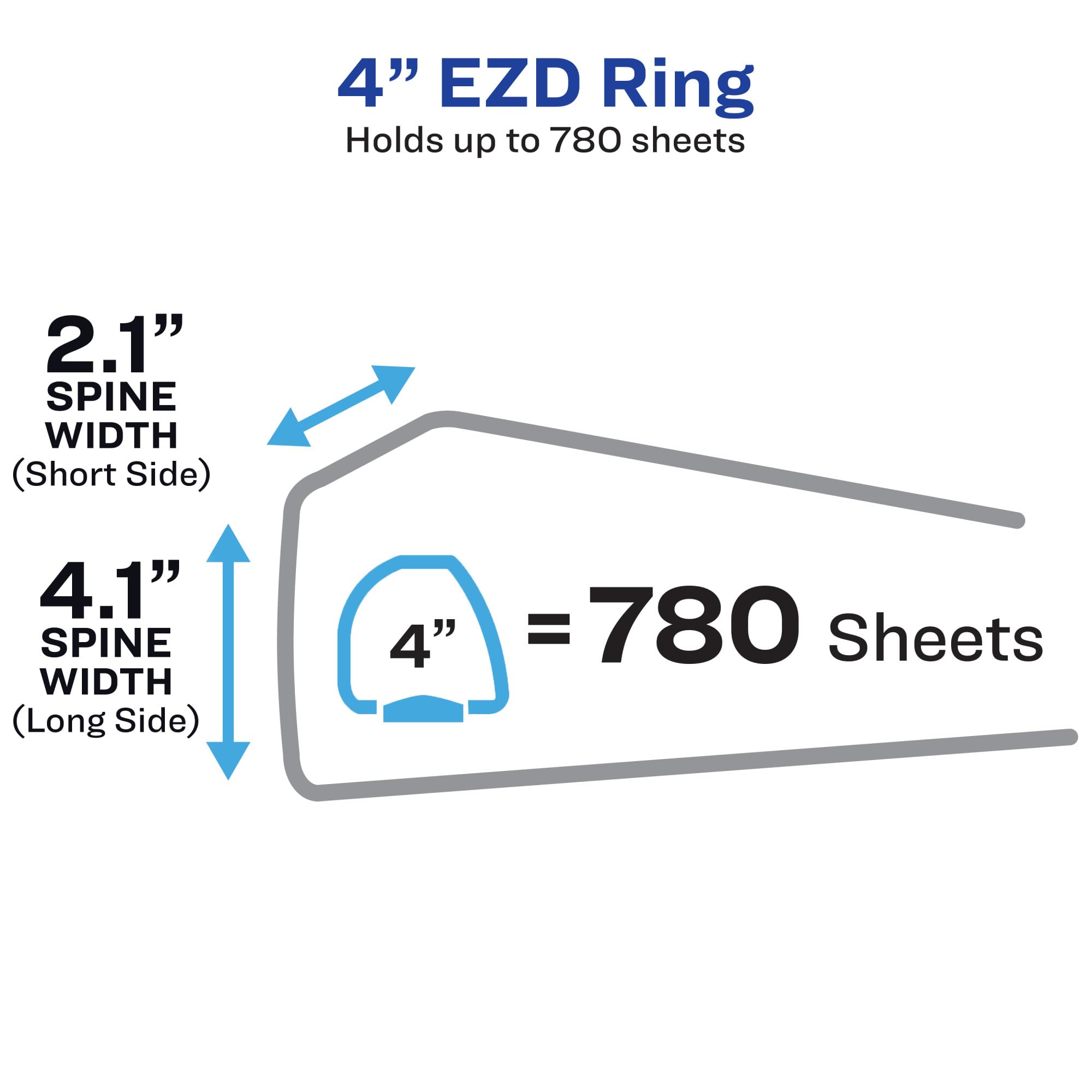 Avery Heavy-Duty 3 Ring Binder with One Touch EZD Rings - 4 Inch Capacity, 4.5 Inch Spine, Durable Blue Binder (79884) - Perfect for School, Office & Document Organization