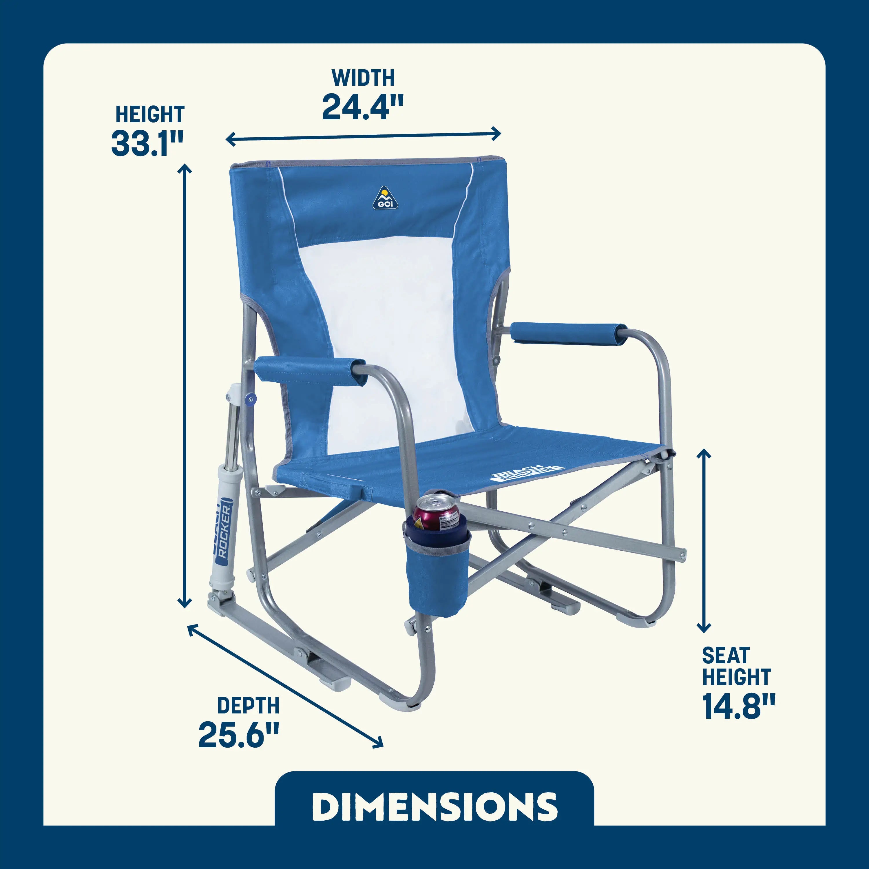 Premium Folding Beach Rocker Chair - Portable & Lightweight for Outdoor Relaxation at Beach, Pool, Camping, and Backyard