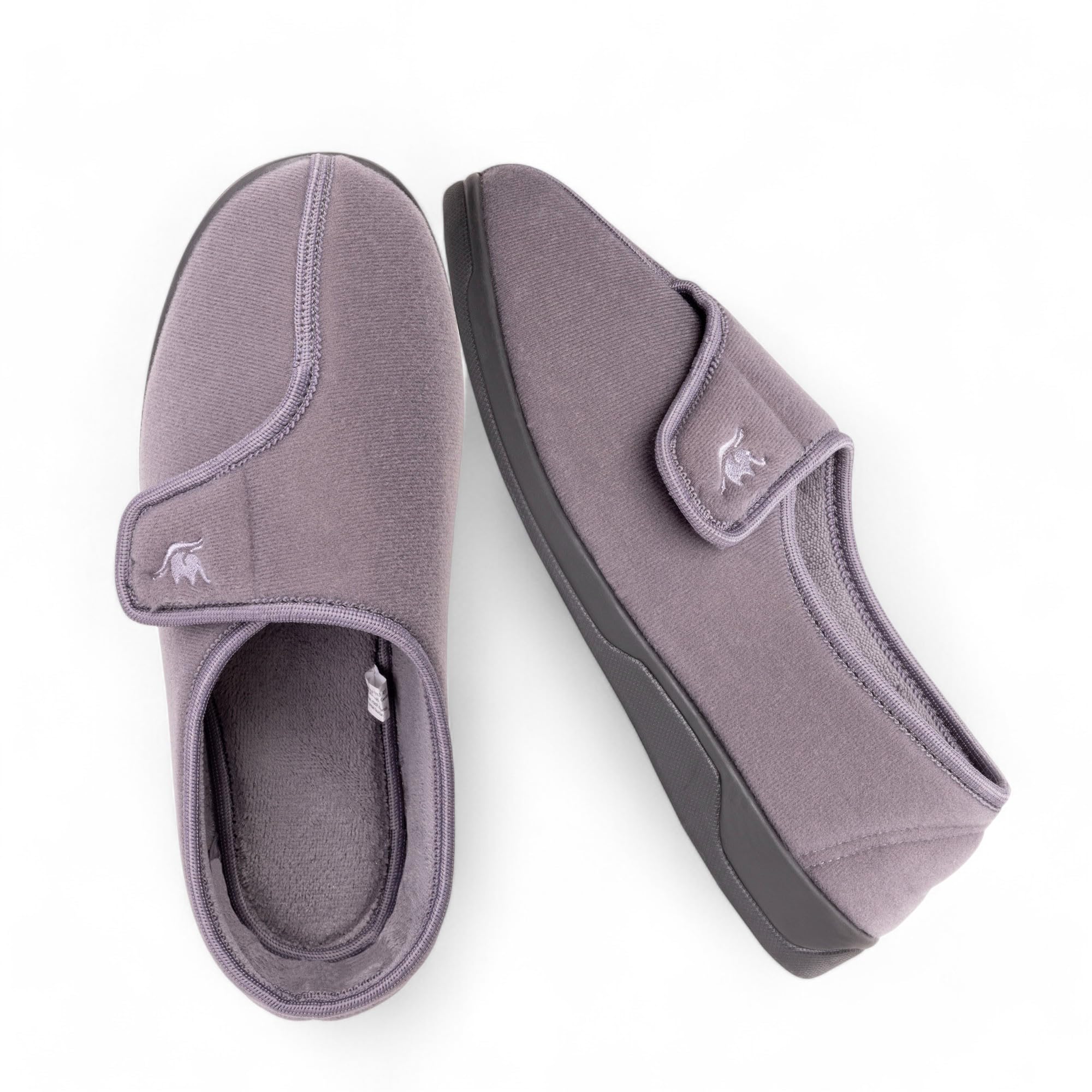 **Men's Wide & Extra-Wide Memory Foam Slippers with Adjustable Closure – 80-Density Plush Fleece Lining for Arthritis & Edema Relief – Breathable, Machine Washable, Anti-Slip Sole – Perfect for Indoor/Outdoor Comfort & Support**    *(Use Cases: Ideal for home relaxation, post-surgery recovery, cold weather warmth, and all-day comfort for swollen feet or joint pain.)*