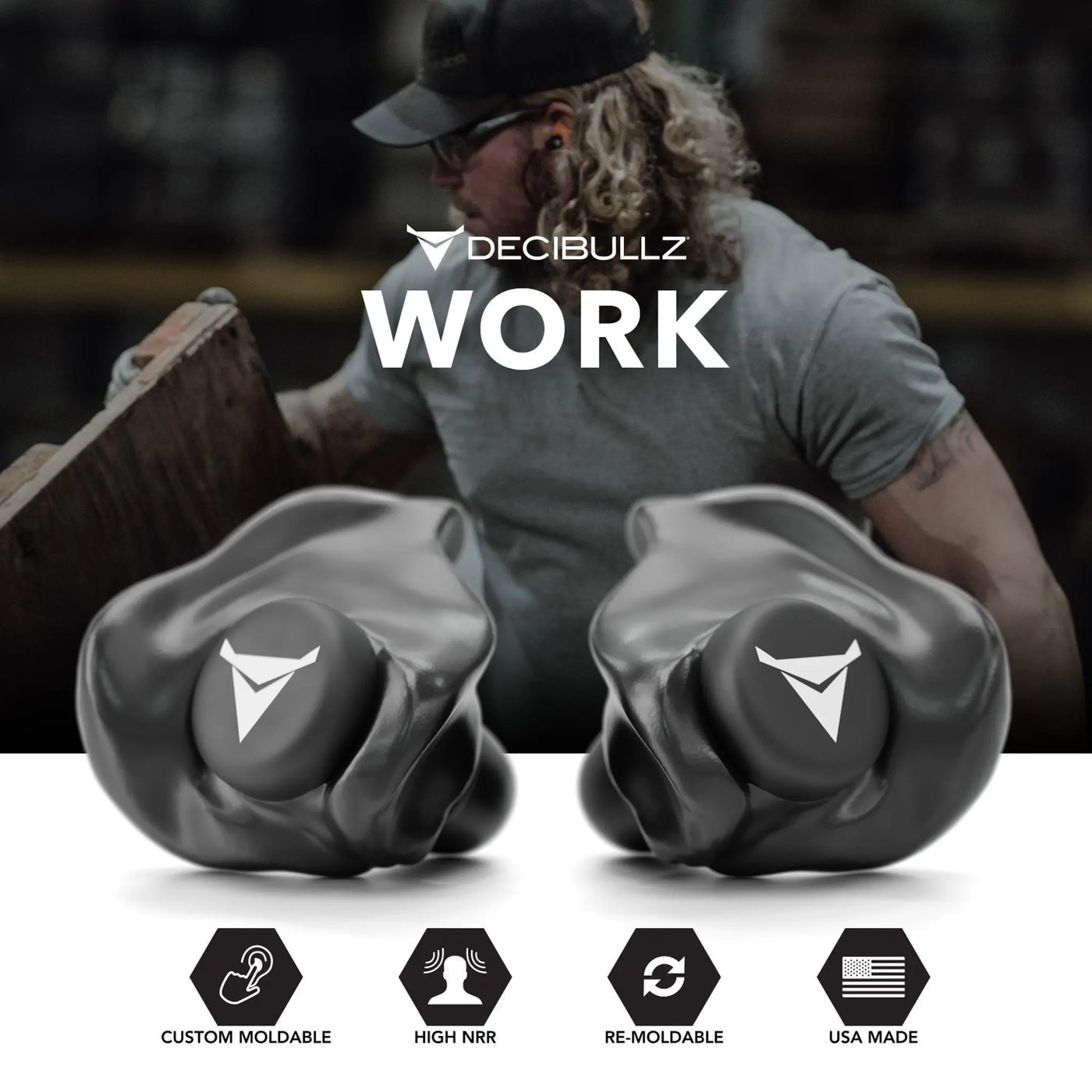 Custom Moldable 31dB Noise Reduction Ear Plugs by Decibullz - Perfect for Sleeping, Swimming, Concerts & Noise Protection