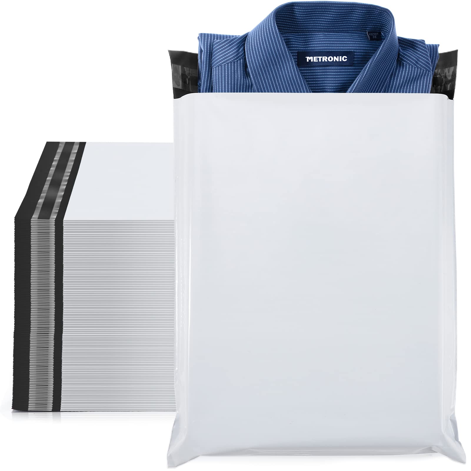 Metronic 300 Pcs 10x13 Inch White Poly Mailers - Medium Size Self Seal Shipping Bags with Strong Adhesive for Clothing, Small Business Supplies & Ecommerce Packaging | Durable Mailing Envelopes for Online Stores, Amazon Sellers & Home Shipping