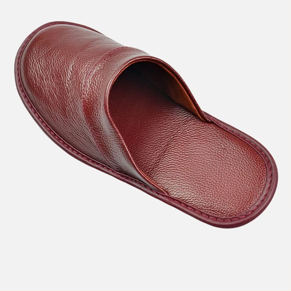 Premium Genuine Cowhide Leather Unisex Slippers - Non-Slip Indoor House Shoes for Men & Women - Comfortable Bedroom Slippers (Size 38/39) - Perfect for Home, Lounge & Relaxation