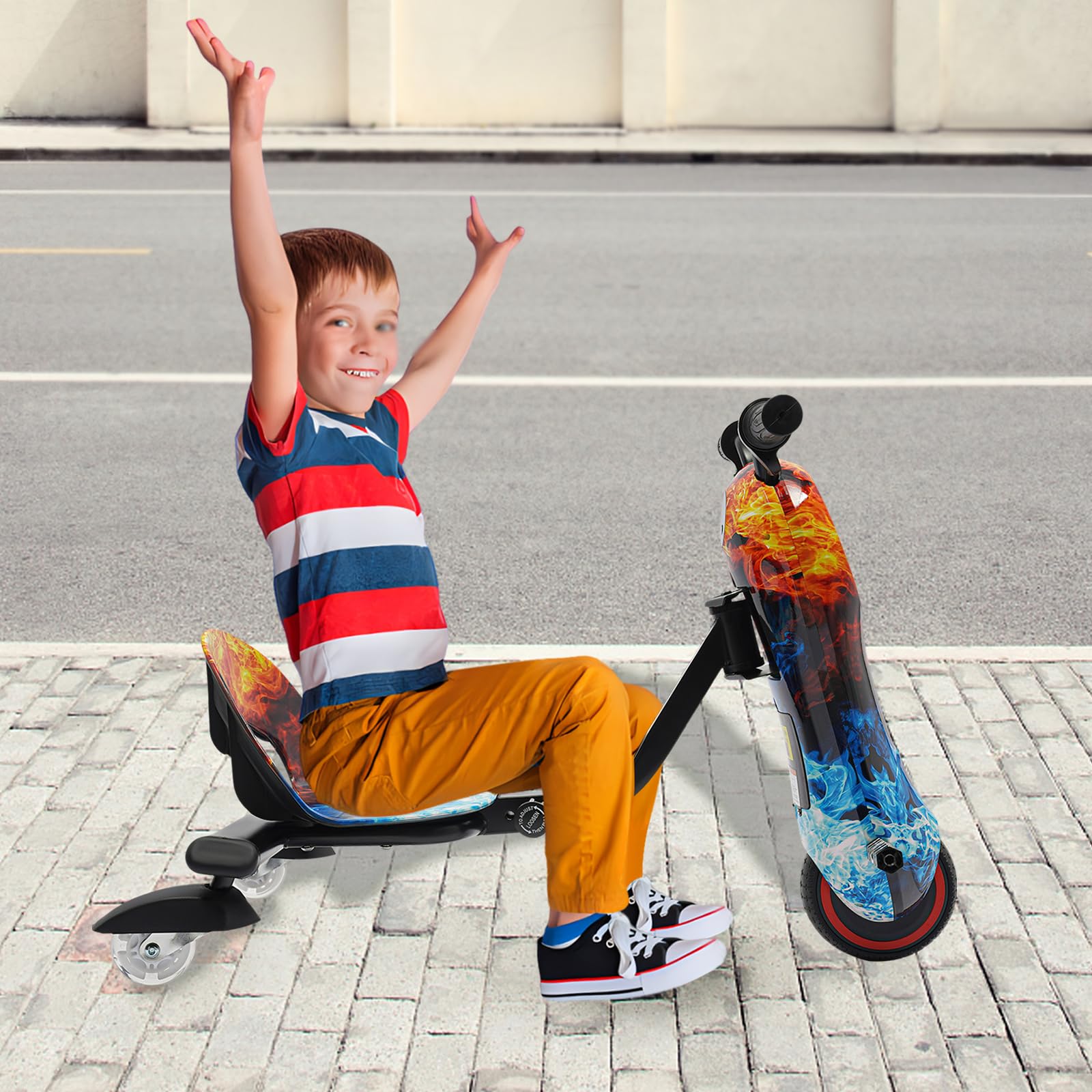 Drift Kids Electric Scooter 180W Brushless Motor with LED Display, Adjustable Length for Ages 3-12 - Perfect for Commuting, Neighborhood Rides & Outdoor Family Fun