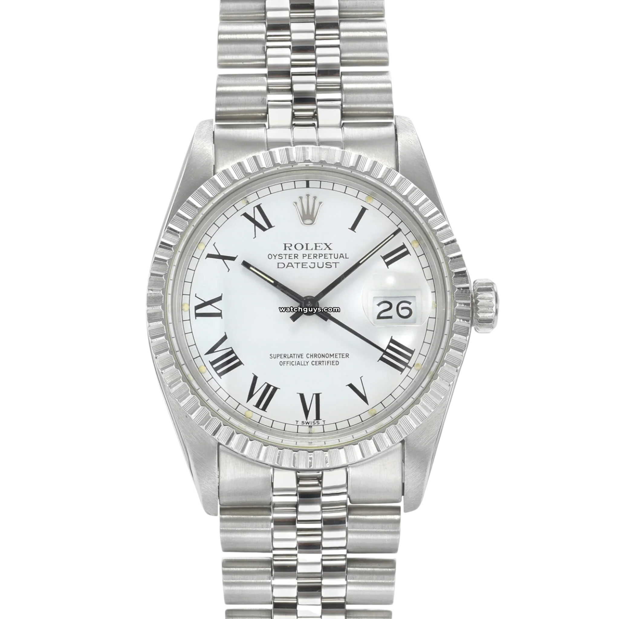 Authentic Rolex Datejust 16030 Men's Watch with White Buckley Dial - Luxury Timepiece for Business, Formal Events & Collectors
