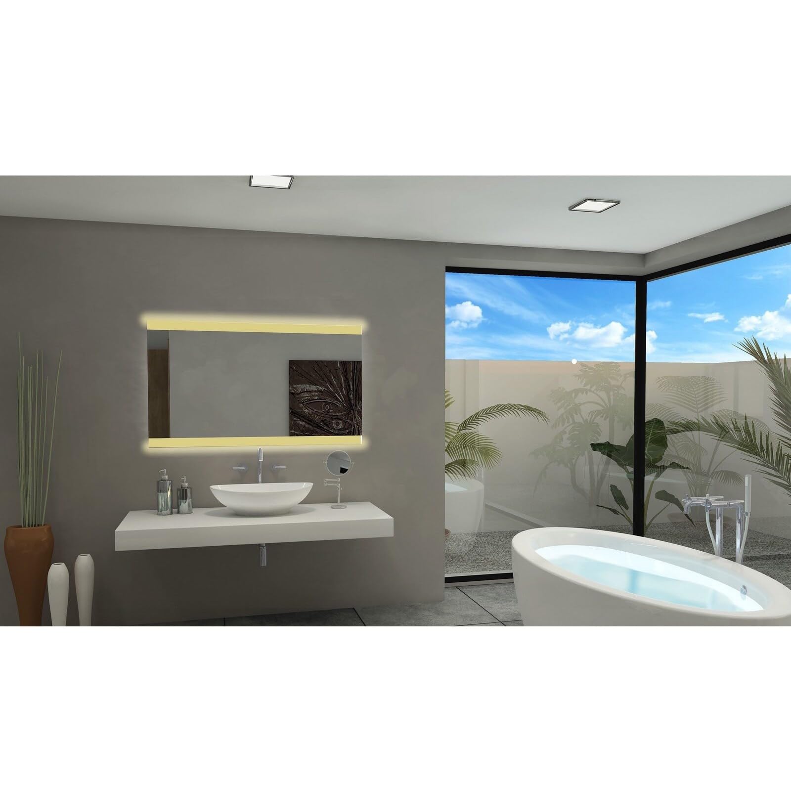 IBMIRROR Paris LED Backlit Bathroom Mirror - Modern Vanity Mirror with Adjustable Lighting for Makeup, Shaving & Home Decor