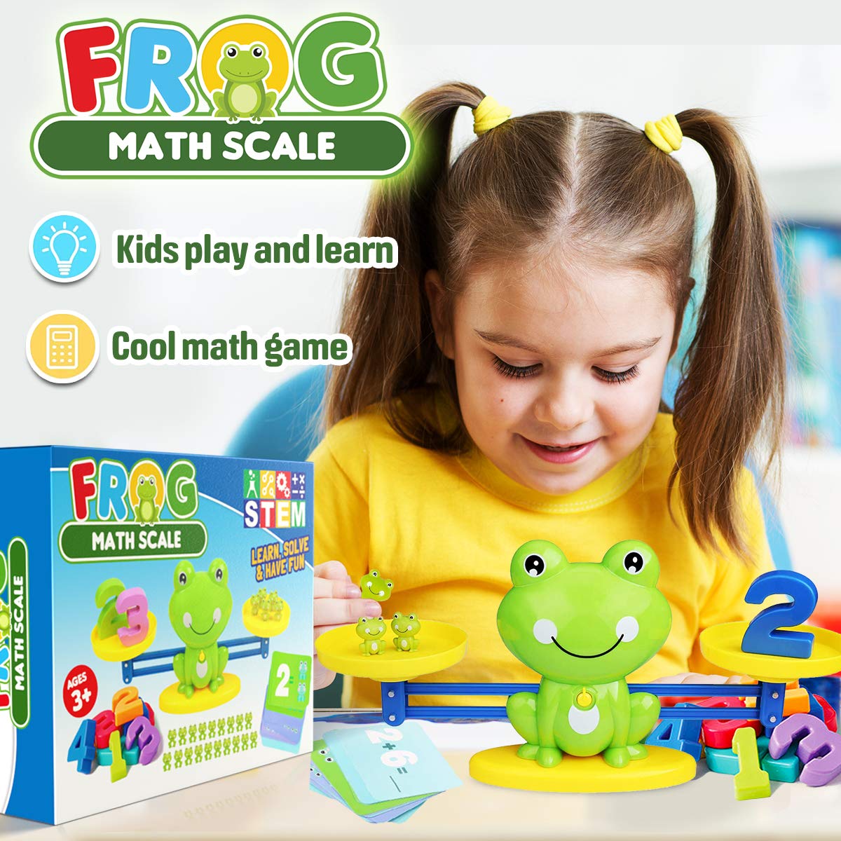 CozyBomB™ Frog Balance Math Game - STEM Montessori Educational Toy for Kids Ages 3-6 | Homeschool Kindergarten Learning Tool | Fun Preschool Counting Activity for Boys & Girls | Perfect Birthday, Christmas Gift for Toddlers (Ideal for Classroom, Home Play & Early Math Skills Development)