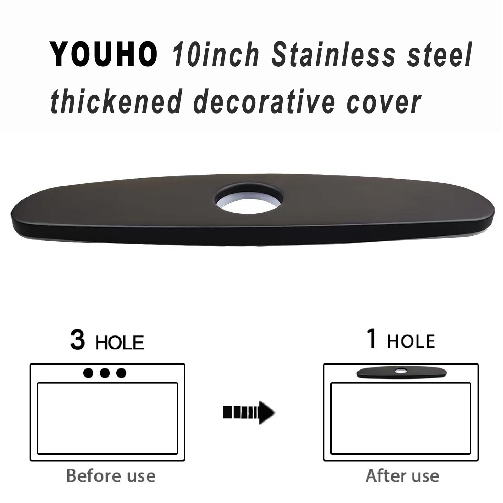 YOUHO Stainless Steel Sink Hole Cover for Bathroom & Kitchen Faucet - 10