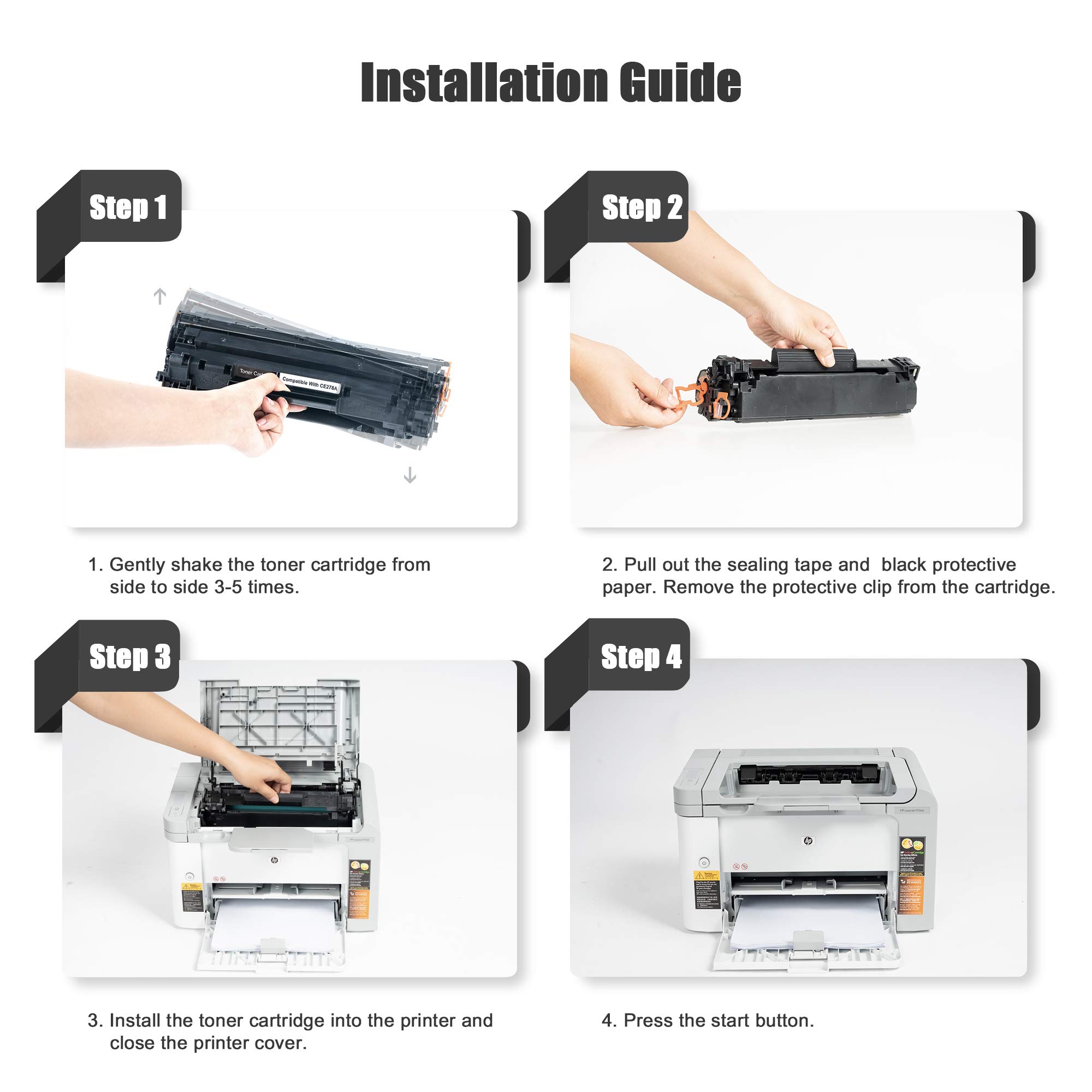 High Yield CE278A CRG128 CRG126 Toner Cartridge Replacement for HP Laser Printers - Black (3 Pack) | Compatible with HP OfficeJet, LaserJet Printers | Ideal for Home, Office & Business Printing Needs