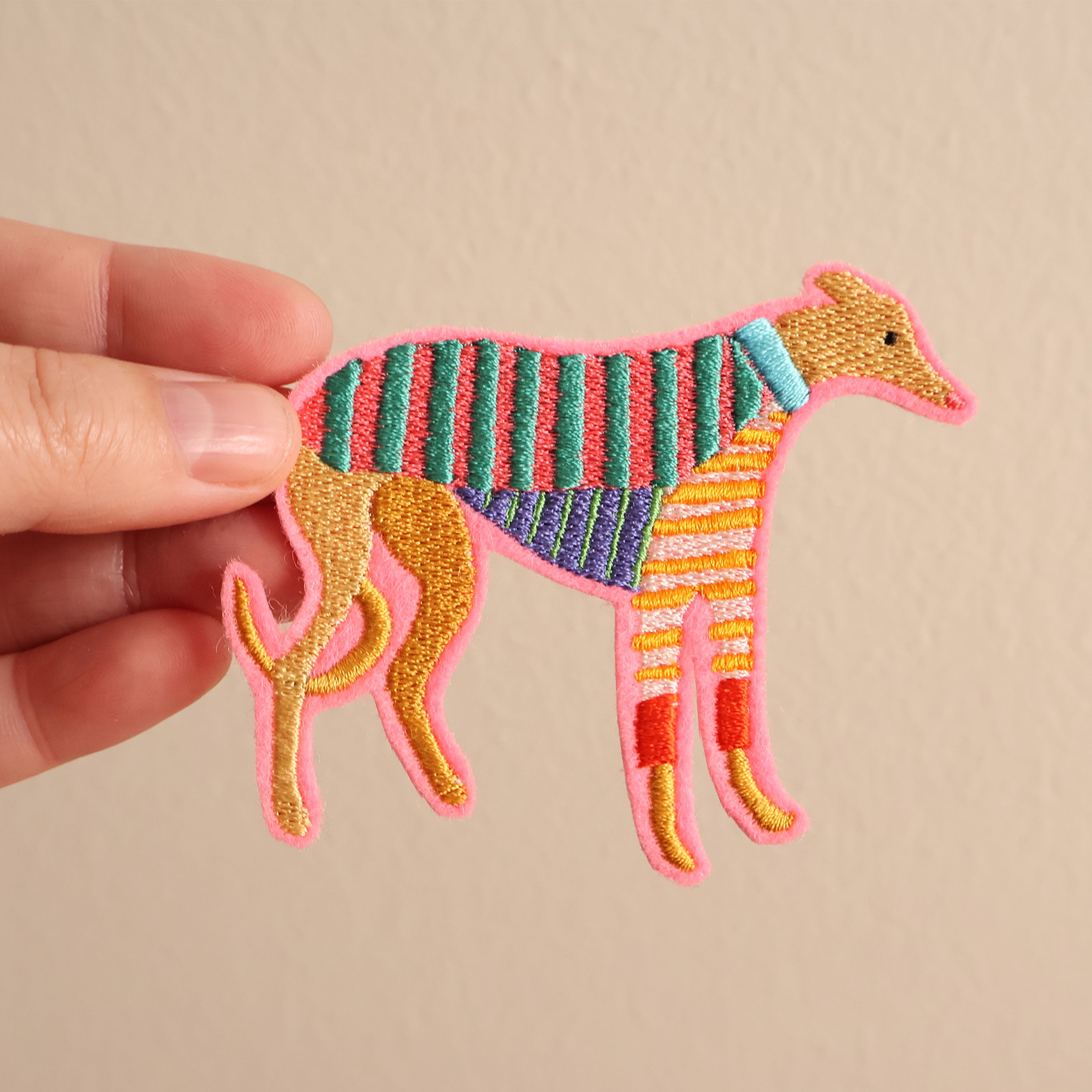 Bryony Moss Frankie Hound Patch - Cute Embroidered Iron-On Applique for DIY Clothing & Accessories - Perfect for Jackets, Jeans, Bags & Home Decor