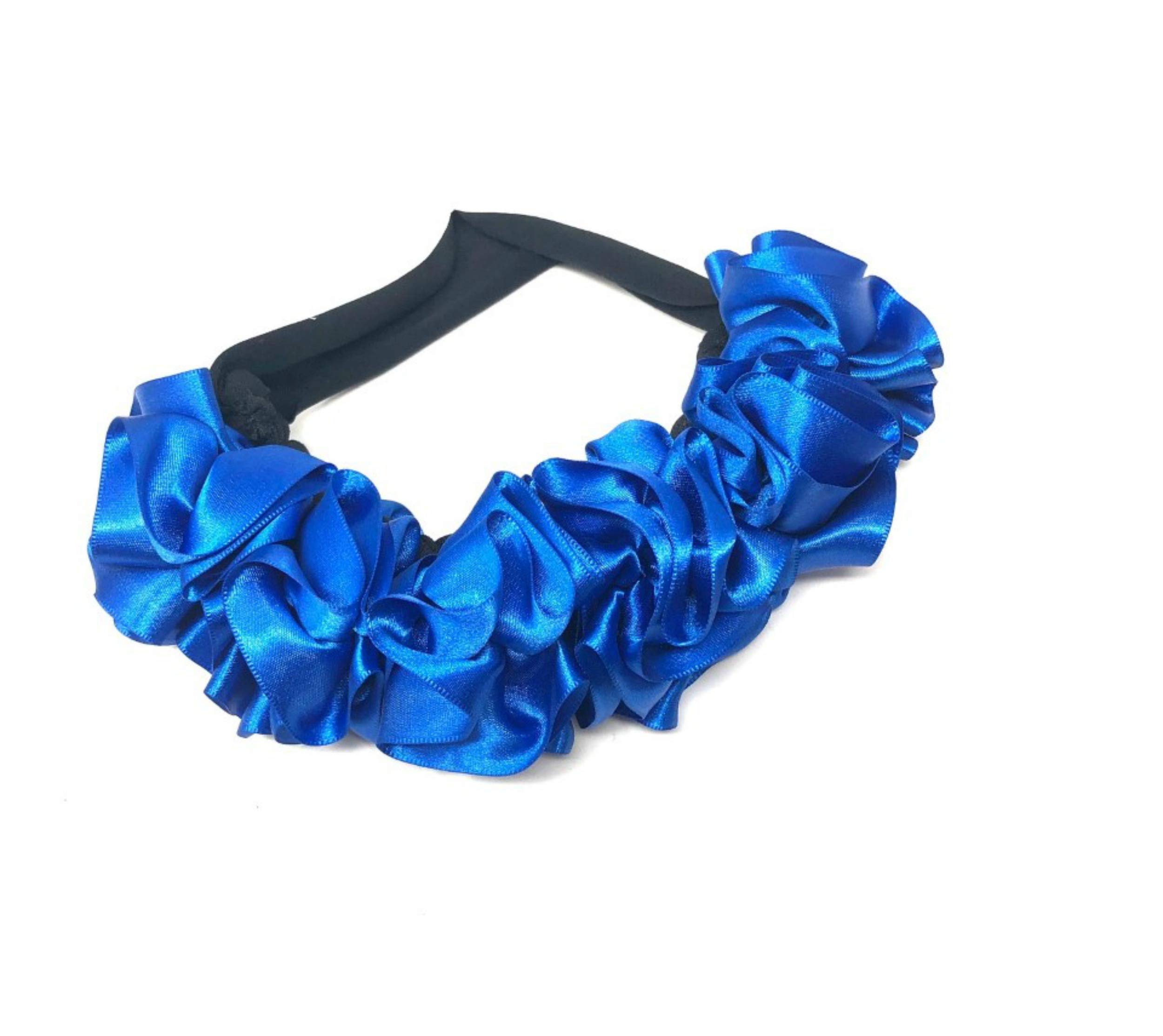 Blue Hair Bow Ribbon with Elastic - Baby Hair Accessory for Day of the Dead, Halloween & Special Occasions