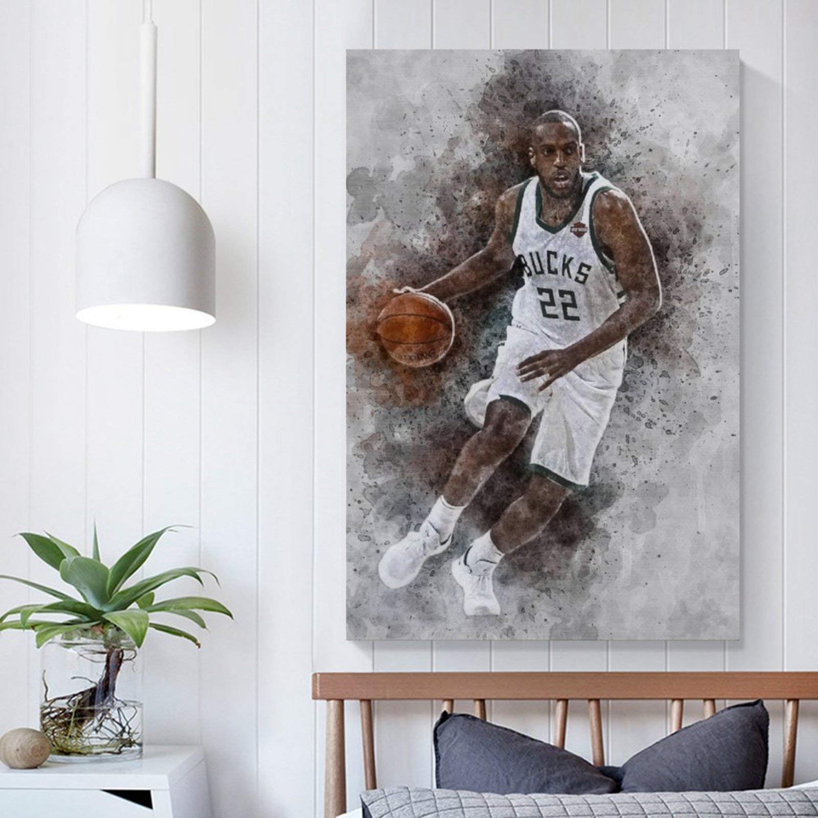 Khris Middleton Basketball Poster - Premium Canvas Wall Art for Fans, 20x30 Inches (50x75cm) - Perfect Gift for Sports Enthusiasts & Home Decor in Living Room, Bedroom, or Game Room