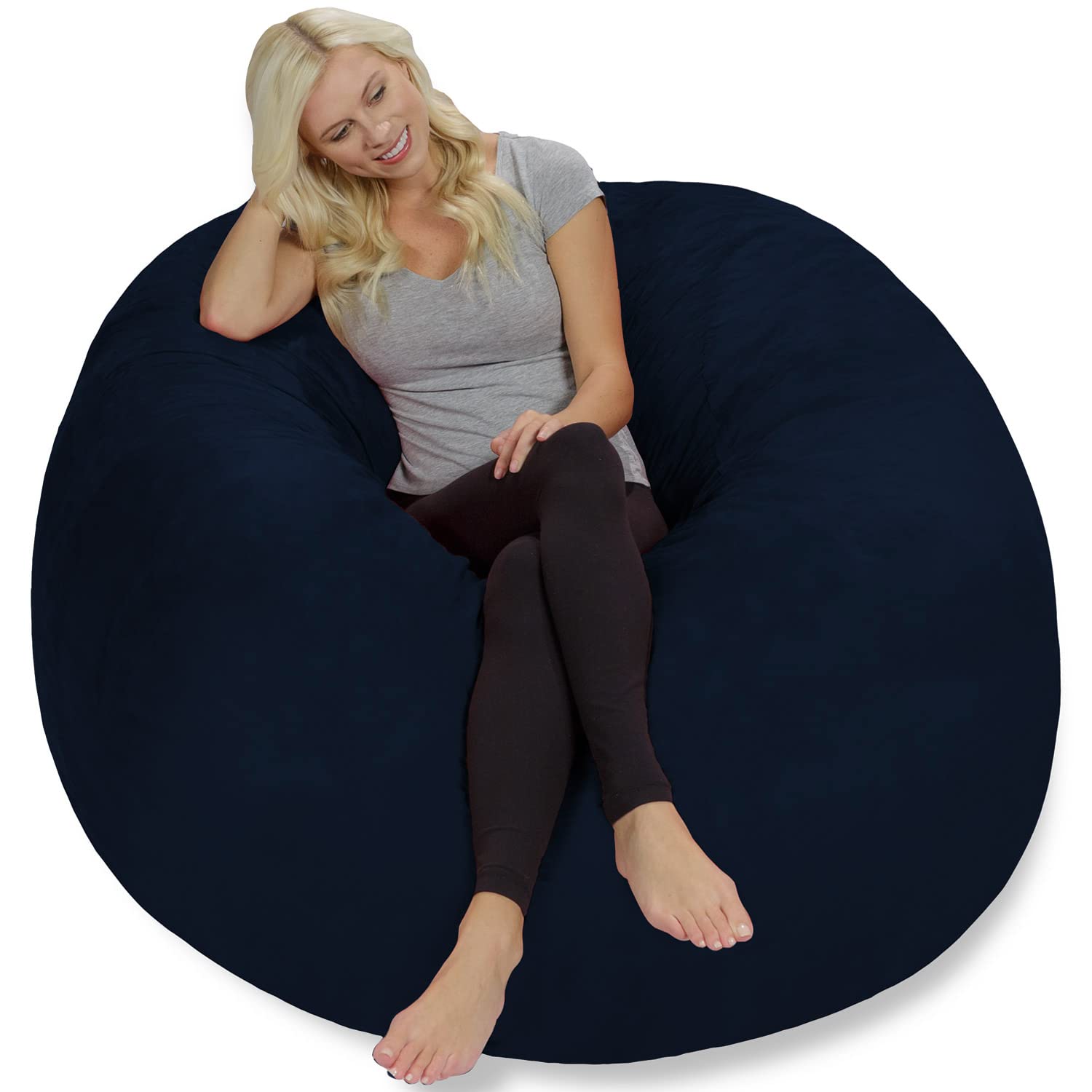 Chill Sack 5' Giant Memory Foam Bean Bag Chair - Ultra Soft Microfiber Cover - Midnight Blue - Perfect for Living Room, Game Room, Dorm & Relaxation