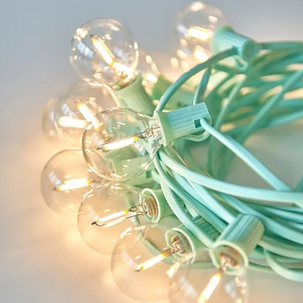 15 LED Teal Festoon Lights - Outdoor/Indoor String Lights for Patio, Garden, Wedding & Party Decor