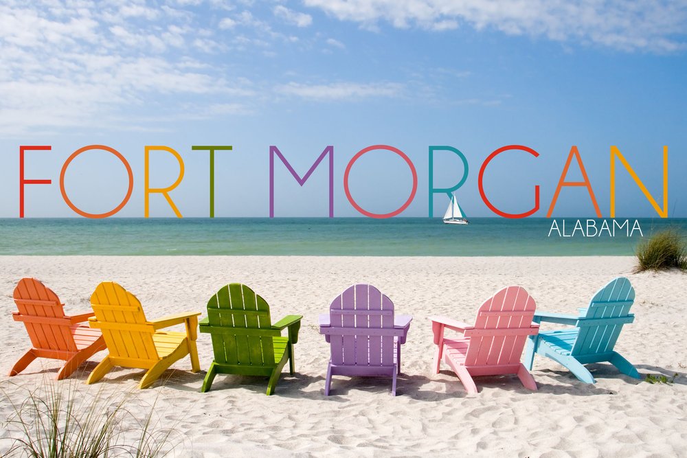 Fort Morgan Alabama Beach Chairs Wall Art - 12x18 Inch Colorful Coastal Poster for Home Decor, Living Room & Bedroom Wall Decoration - Perfect for Beach House, Vacation Rental & Coastal Themed Spaces