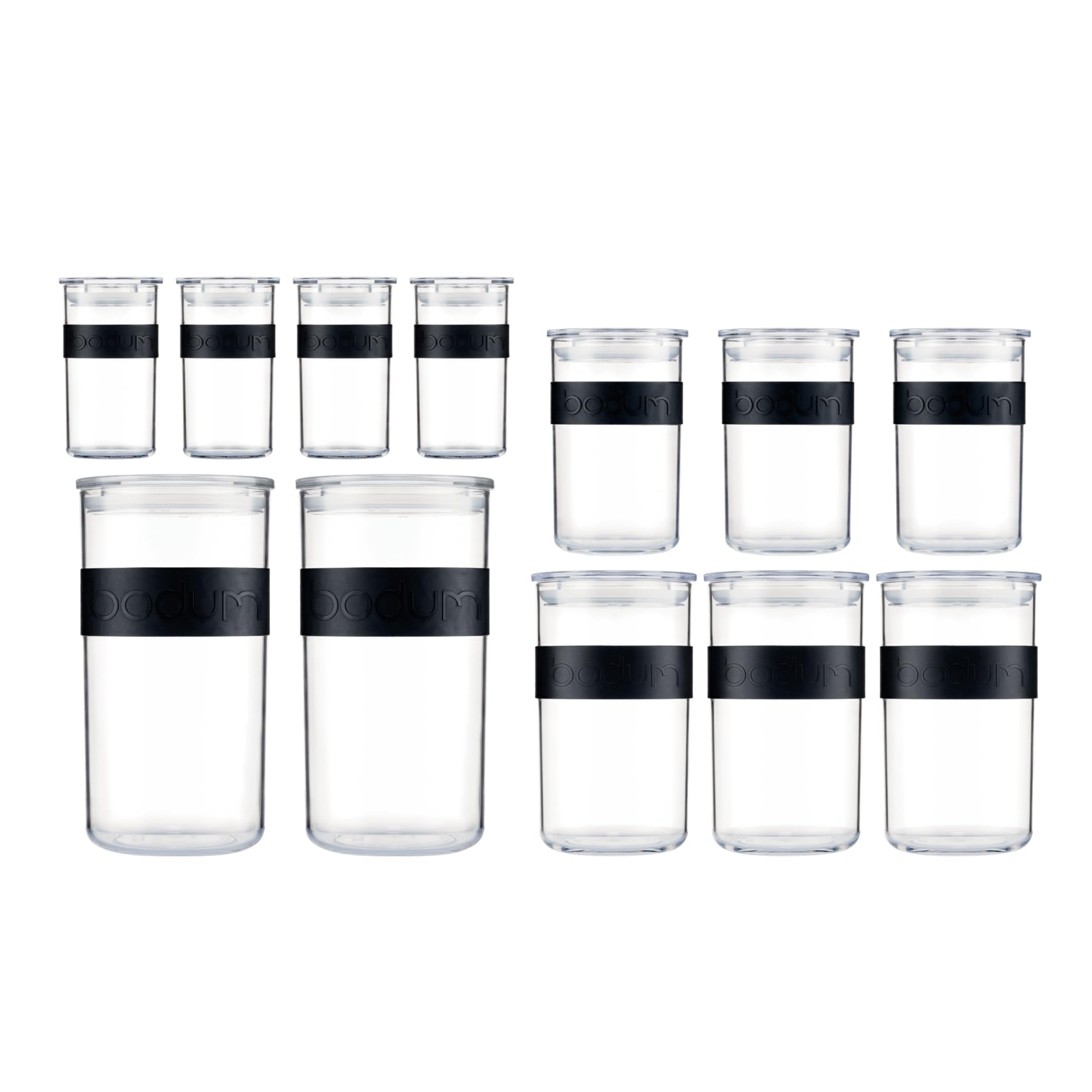Bodum Presso 12-Piece Airtight Food Storage Container Set - BPA-Free Plastic with Silicone Seal for Pasta, Cereal, Flour, Coffee & Snacks | Kitchen Pantry Organization & Meal Prep