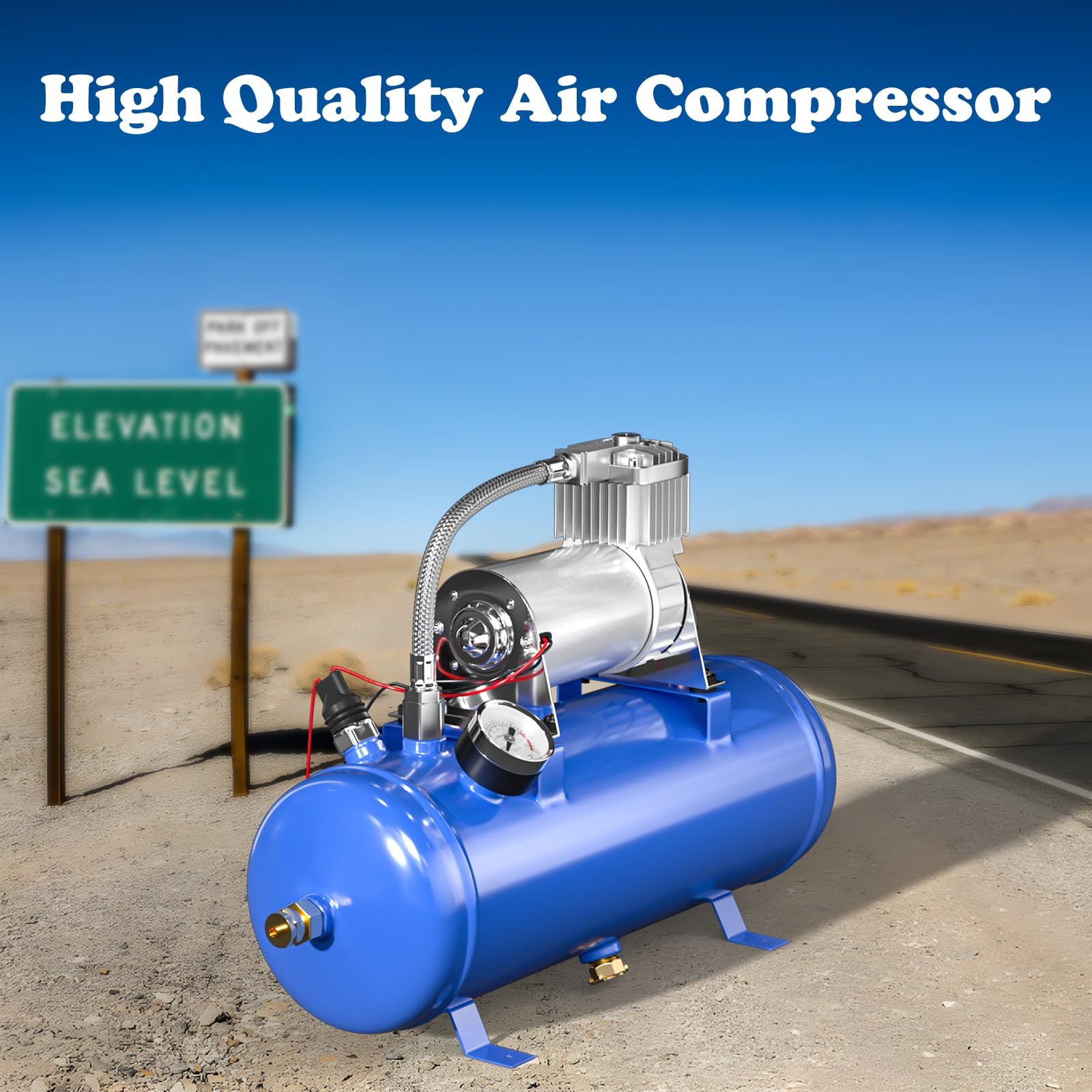 150PSI 12V Heavy Duty Air Compressor with 1.59 Gallon (6L) Tank - Portable Onboard Air Pump for Truck, Train Horns, Tires & Off-Road Vehicles - Perfect for Roadside Emergencies & DIY Projects