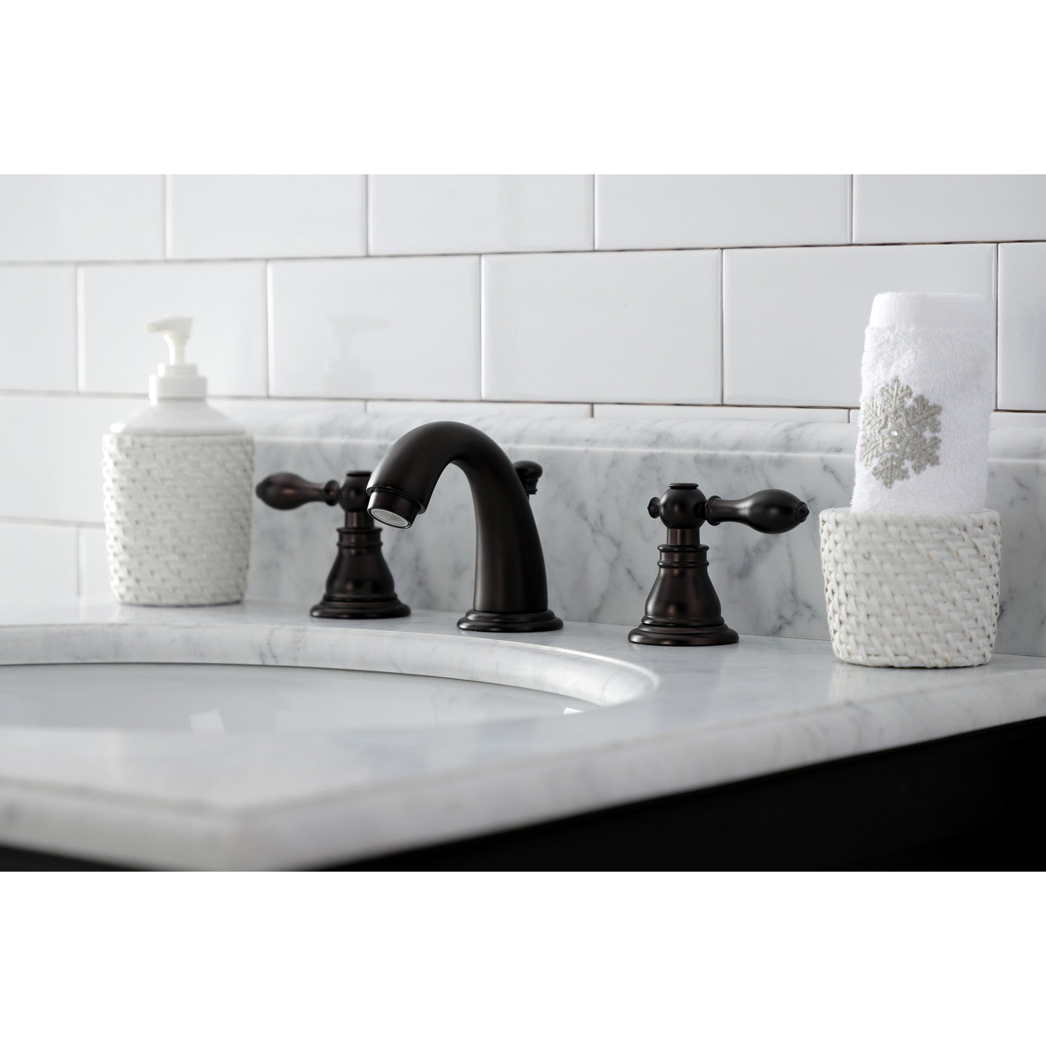 American Classic KB915ACL Oil Rubbed Bronze Widespread Bathroom Faucet - 3 Hole Deck Mount with Pop Up Drain - Perfect for Modern Bathroom Vanities and Powder Rooms