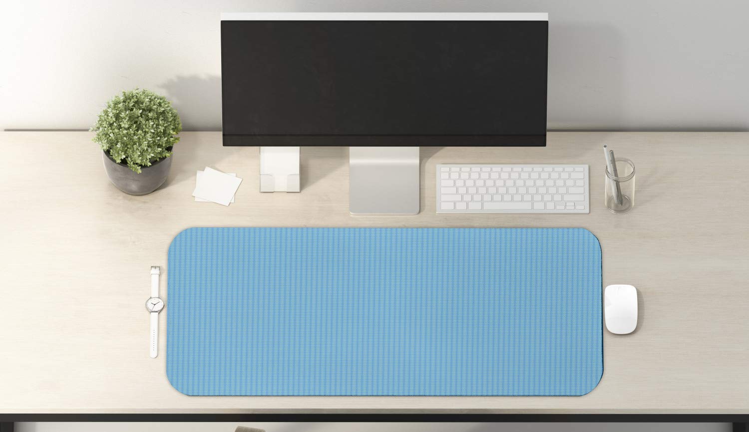 Ambesonne Abstract Computer Mouse Pad - Floral Design in Marine Aqua & Sky Blue | Non-Slip Rubber Base | 31