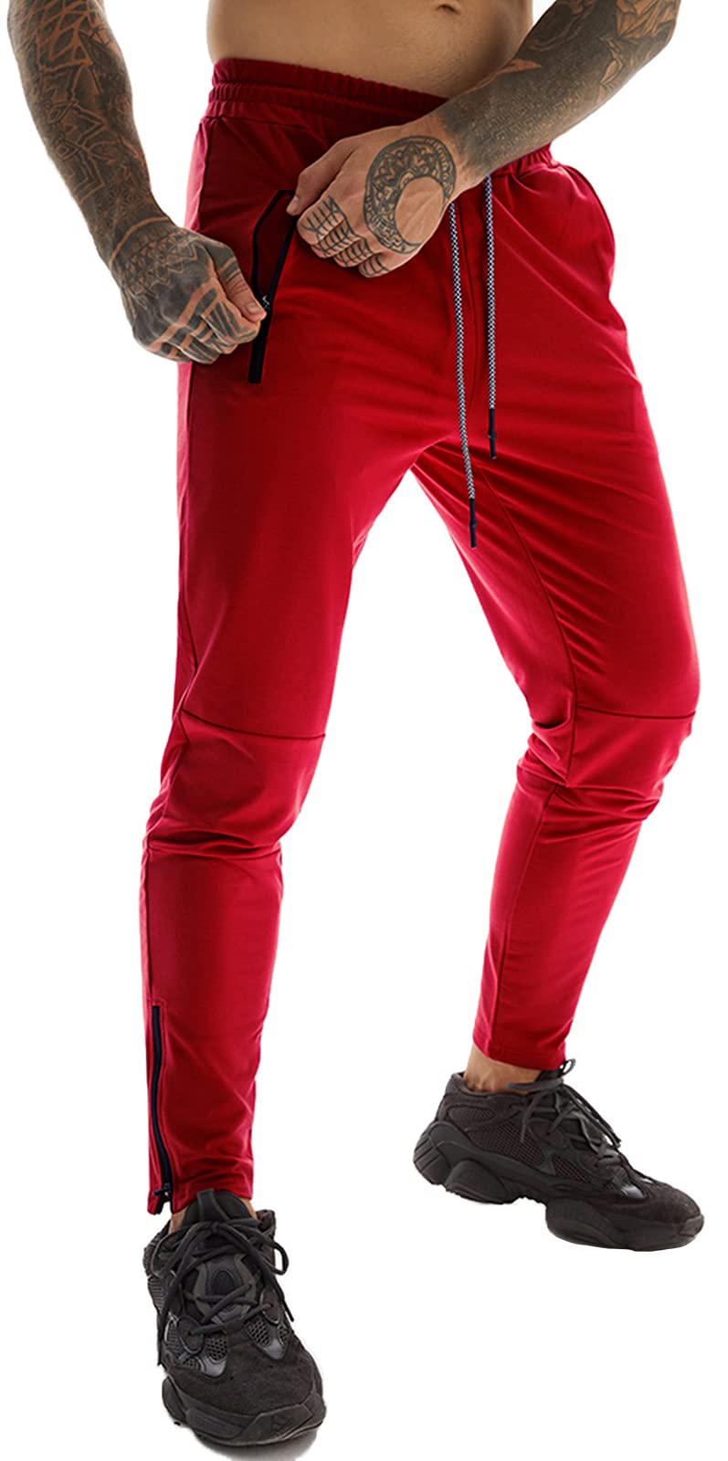 **JWJ Men's Slim Fit Joggers Sweatpants - Active Running & Workout Pants with Zipper Pockets for Gym, Travel & Casual Wear**