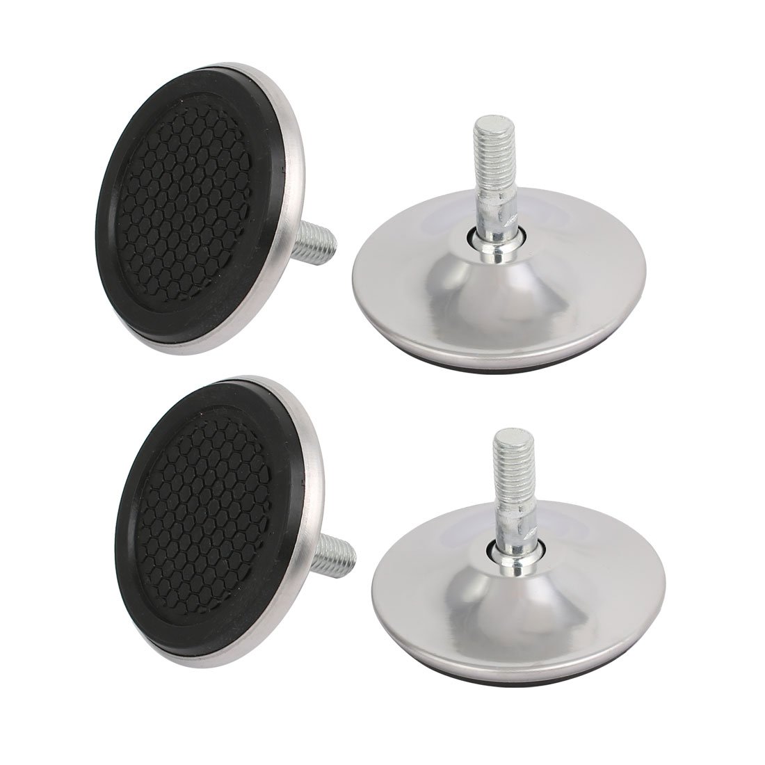IIVVERR 4-Piece Stainless Steel Adjustable Leveling Feet - M10x15mm Threaded, 70mm Diameter Base - Perfect for Furniture, Machinery, and Equipment Stabilization
