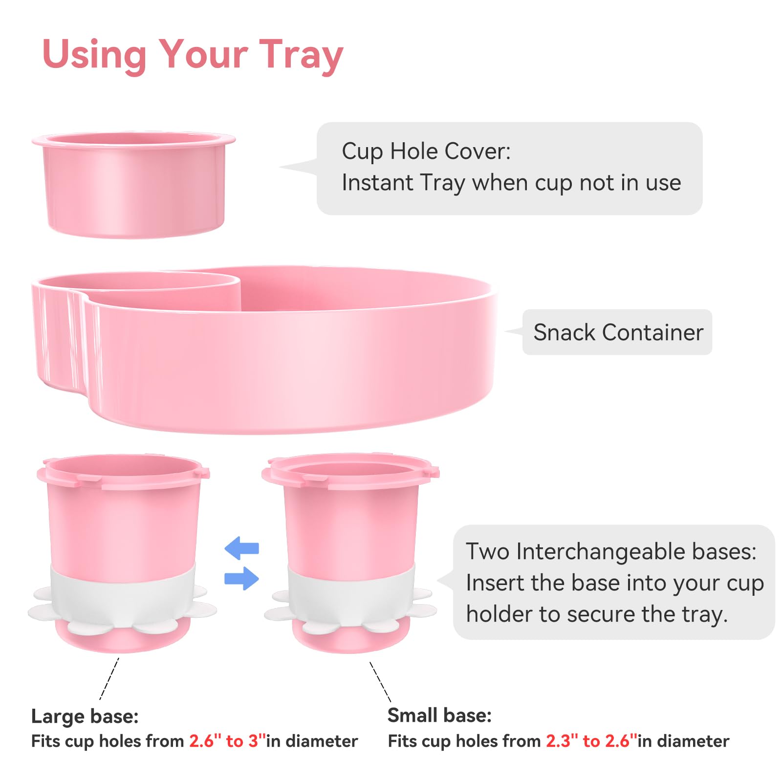 Car Seat Snack Tray for Kids - Portable Travel Food Tray with Cup Holder for Toddlers | Stroller & Car Seat Accessories | Road Trip Essentials for Children (Pink) - Perfect for Long Car Rides, Airplane Travel & Stroller Snack Time