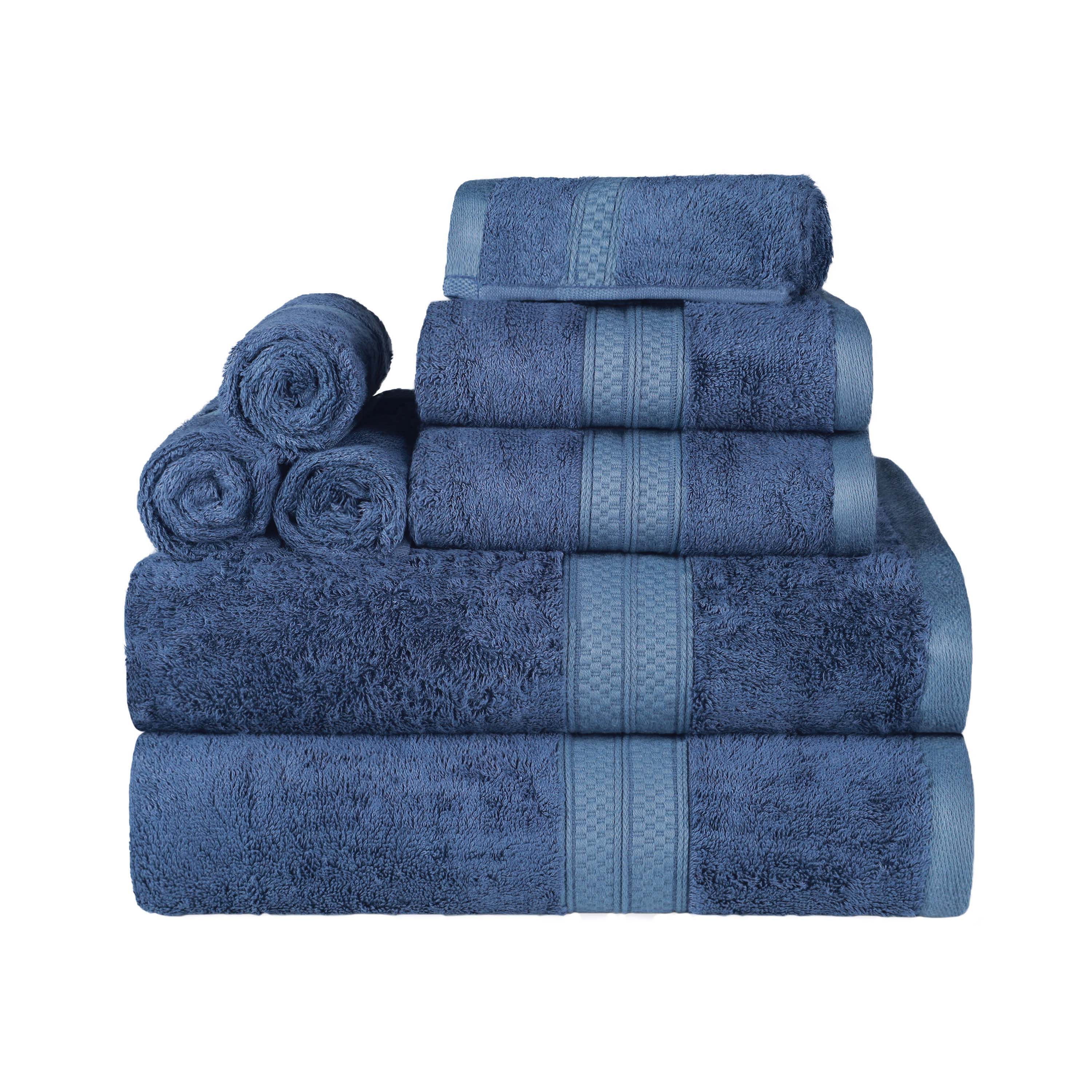 Ultra Soft Rayon Bamboo Cotton Blend 8-Piece Towel Set - Luxurious Bath & Spa Towels for Home, Hotel, and Gift Use