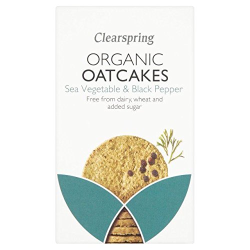Clearspring Organic Sea Vegetable & Black Pepper Oatcakes - 200g | Gluten-Free Healthy Snack | Perfect for Vegan Diet, On-the-Go Breakfast & Office Lunch
