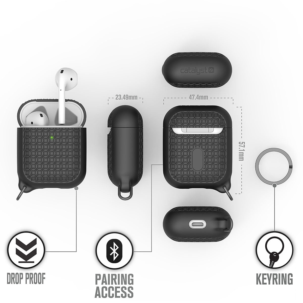 Premium AirPods 1 & 2 Protective Case with Keychain - Durable Cover for Apple AirPods 1st & 2nd Generation - Perfect for Travel, Gym & Everyday Use
