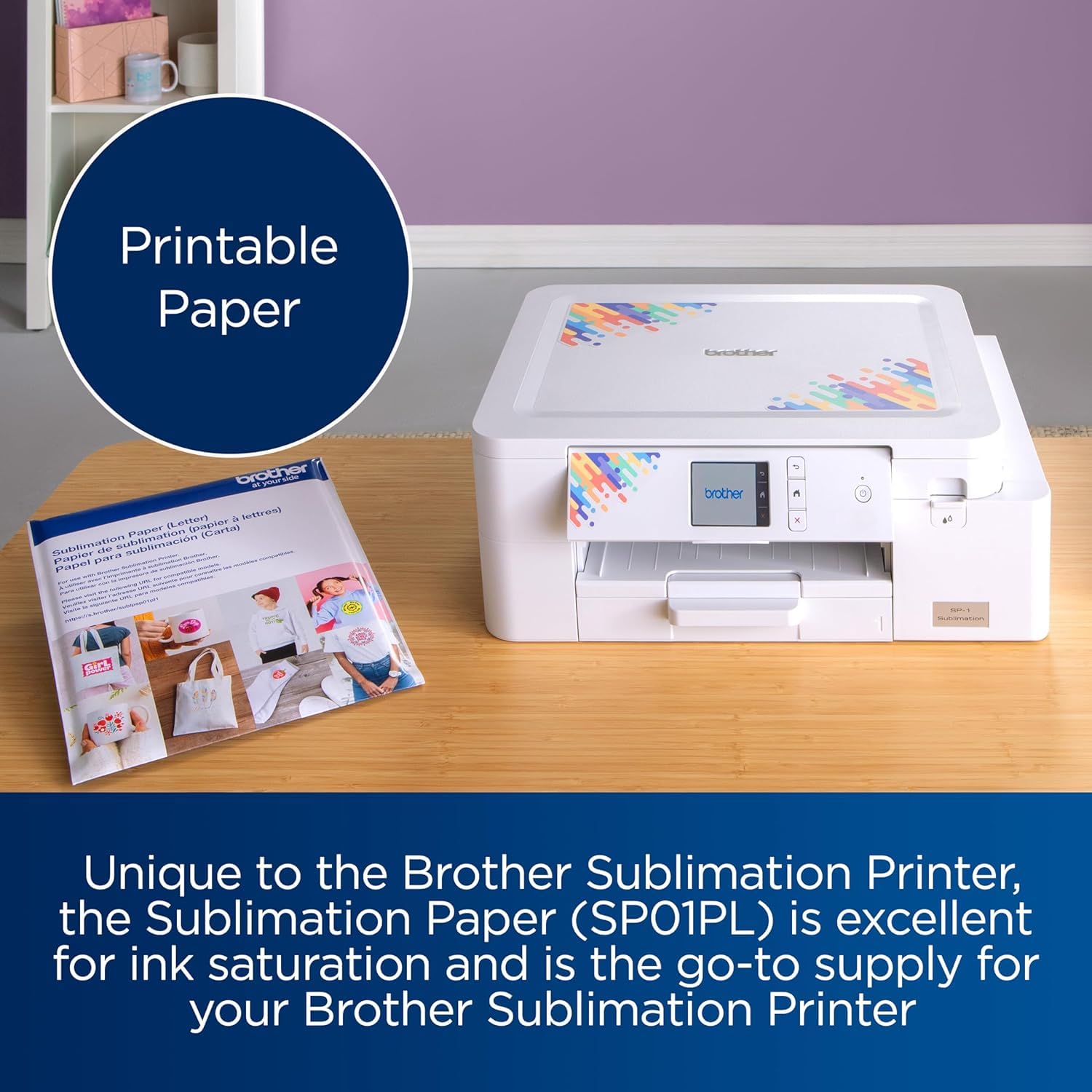 Brother Genuine Sublimation Ink Cartridge Set - Black, Cyan, Magenta, Yellow with 100 Sheets Sublimation Paper (8.5