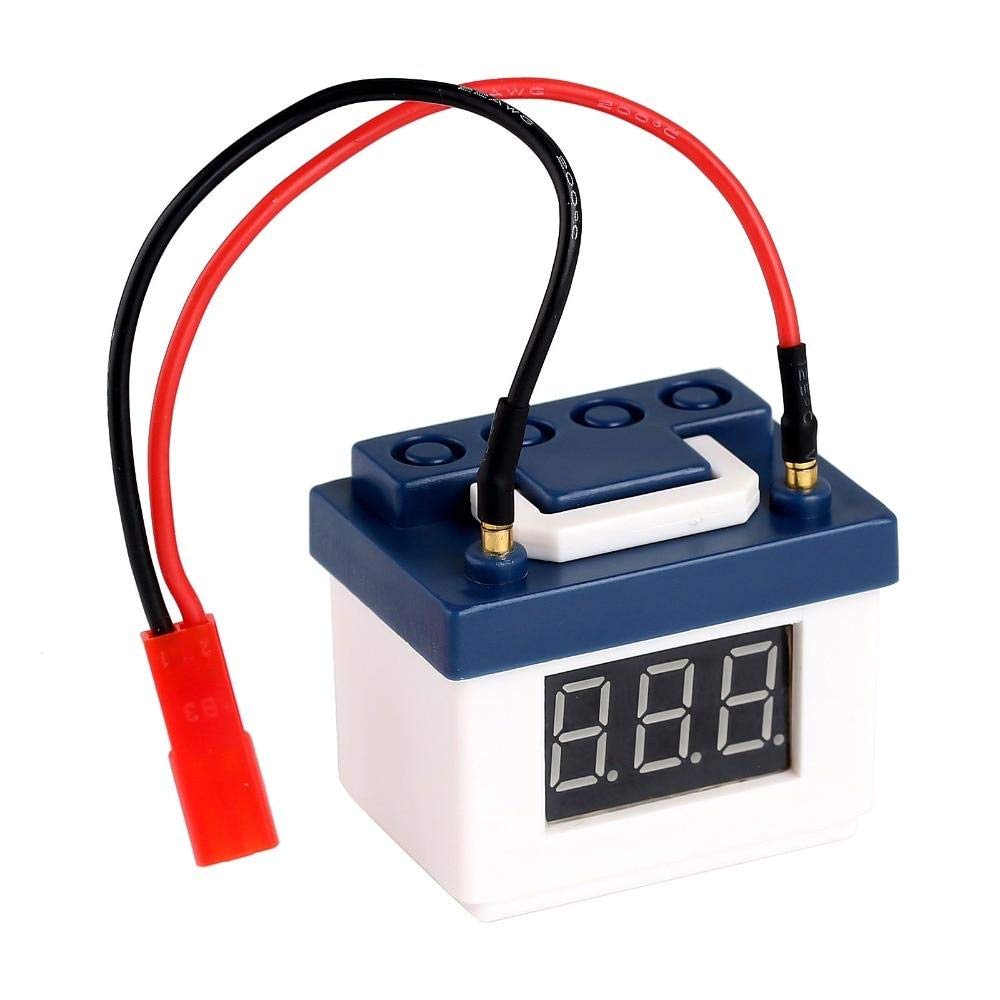 Low Voltage Alarm for 1/10 RC Crawler Cars - Lipo Battery Monitor with LED Indicator (Blue & White) - Compatible with Axial SCX10 III 90046, Traxxas TRX4 & TRX6 - Perfect for Off-Road RC Adventures & Battery Protection