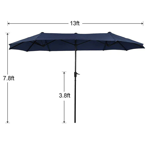 PHI VILLA 8-Piece Outdoor Patio Dining Set with 13ft Sunbrella Umbrella, Textilene Swivel Chairs & Rectangle Slat Table - Perfect for Backyard, Garden, Poolside and Outdoor Entertaining