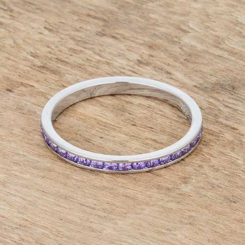0.5ct Amethyst & CZ Eternity Ring for Women - Sterling Silver Stackable Band - Perfect for Anniversary, Wedding, and Everyday Jewelry Gift