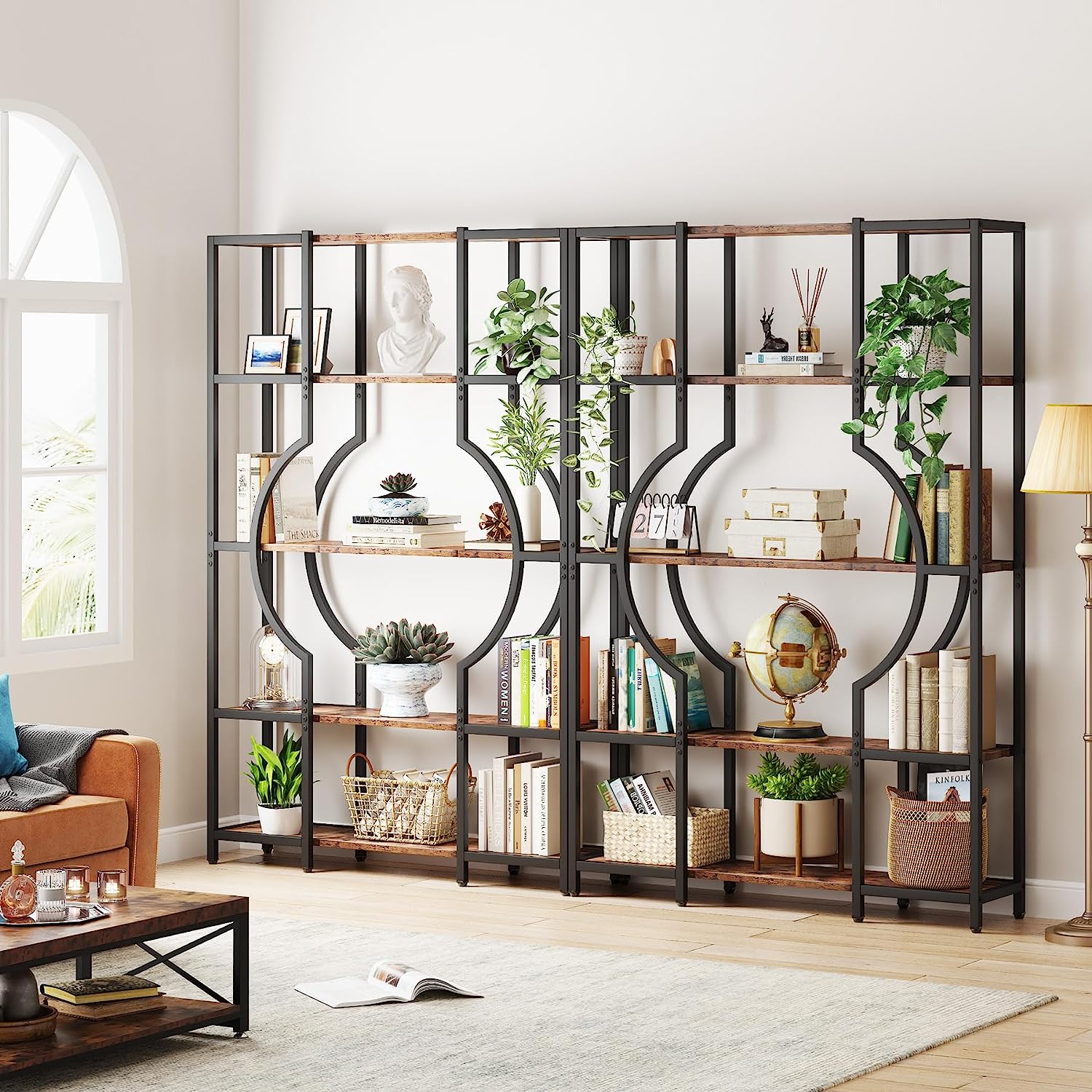 5 Tier Bookshelf - Industrial Style Bookcase with Metal Frame, Sturdy Storage Shelf for Home Office, Living Room & Bedroom Organization - Perfect for Books, Decor & Display