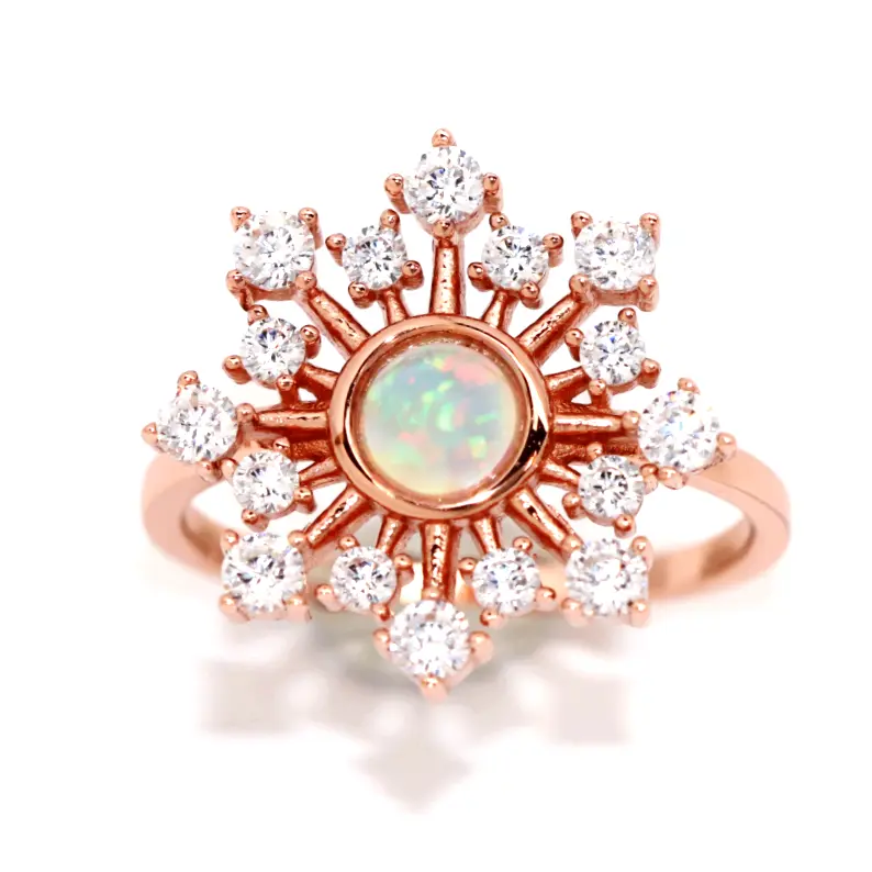 Ella Opal Burst Ring - Elegant Handmade Silver Jewelry with Natural Opal Gemstone | Perfect for Women's Birthday Gifts, Anniversary Presents & Special Occasions