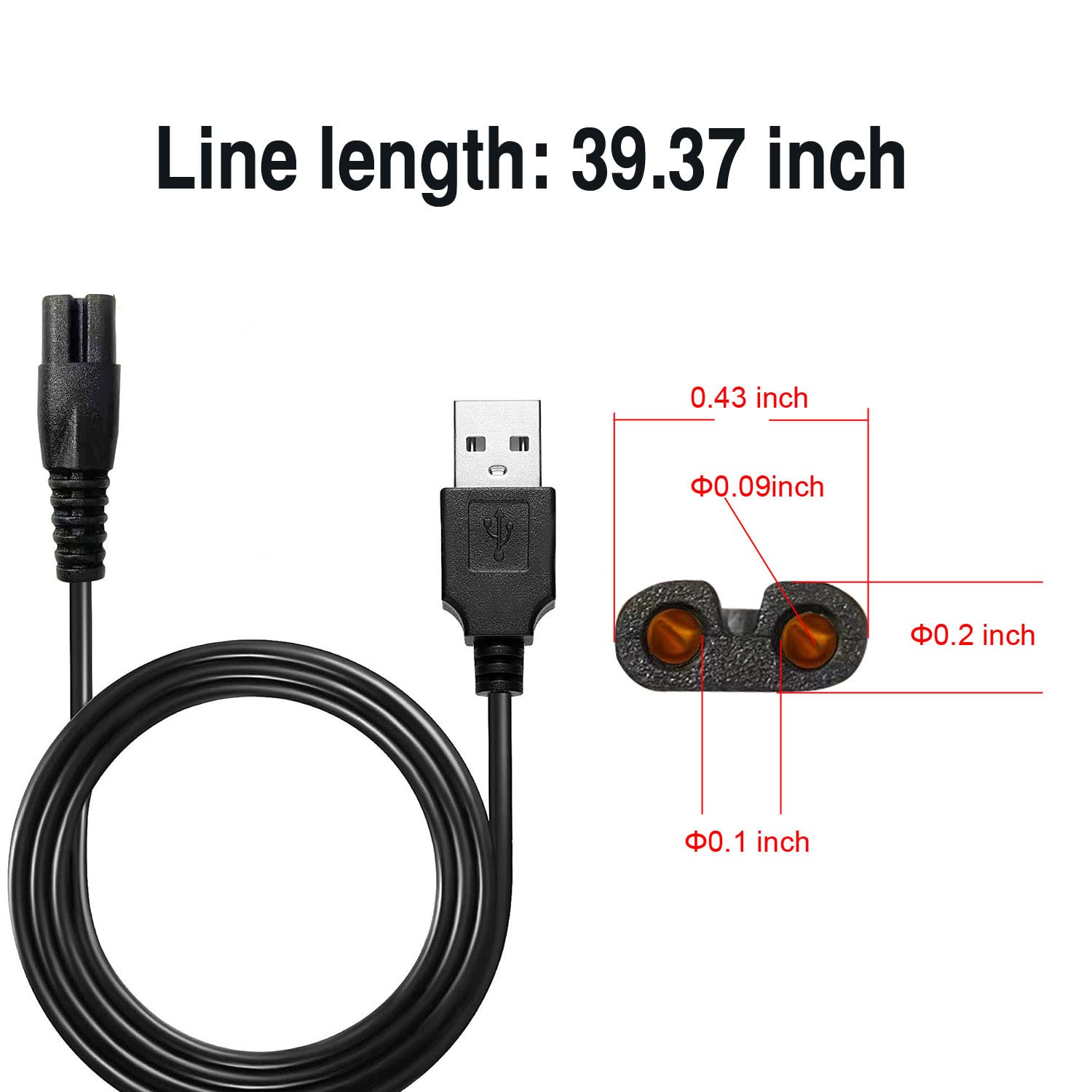 Universal Head Shaver Charger Cord - Compatible with WAHFOX & Multiple Brands Electric Shavers | USB Power Cable Replacement for Smooth Shaving at Home or Travel