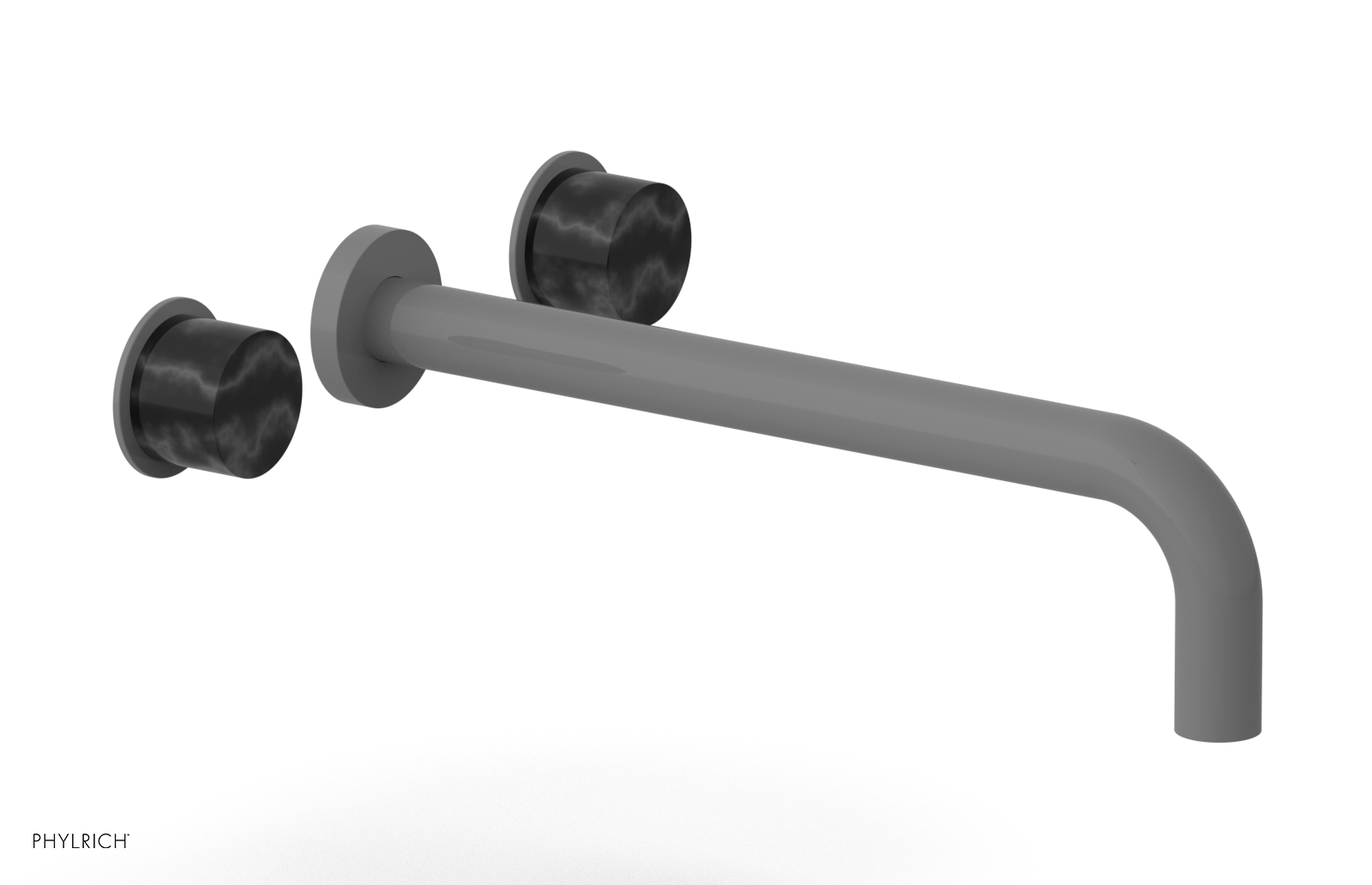 Premium II 12 Wall Mount Lavatory Set with Black Marble Handles - 230 13 12 - Modern Bathroom Sink Faucet for Home & Hotel Decor