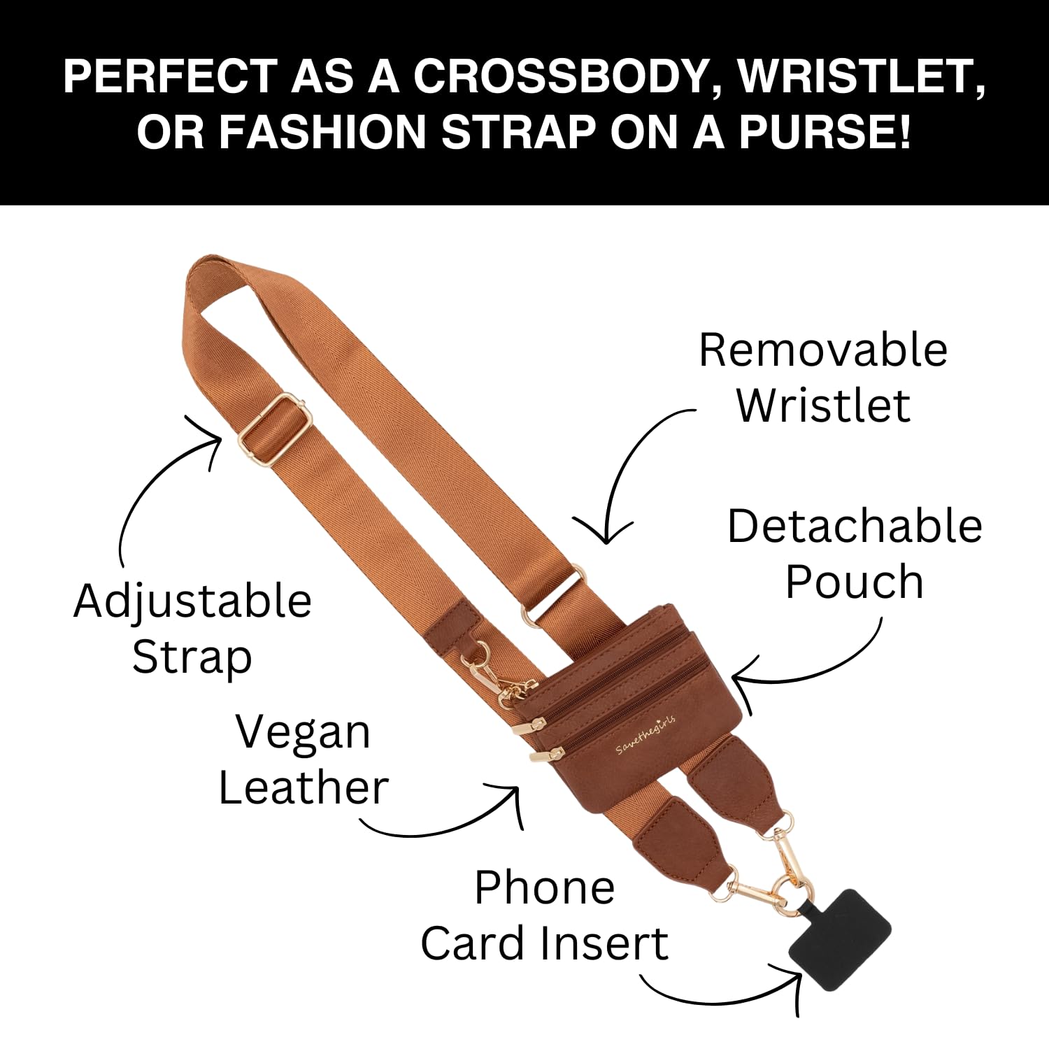 Clip & Go Cross Body Phone Strap with Zipper Wallet Pouch – Secure Phone Chain Purse Badge Holder for Hands-Free Convenience at Work, Travel, and Outdoor Adventures