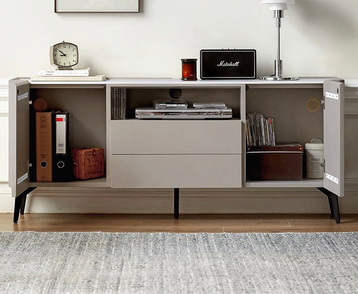 Solid Poplar Wood TV Stand with Slate Top - Modern Luxury Bedroom Furniture for Living Room & Home Entertainment Setup