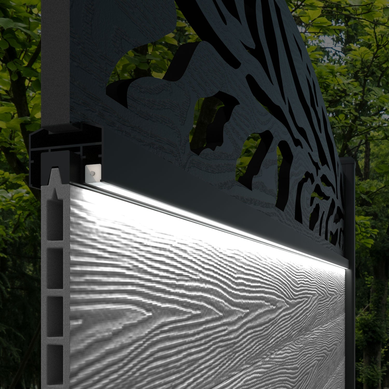 Classic Malawi Curved Top Composite Fence Panel in Anthracite - Durable Privacy Fencing for Backyard, Garden, and Pool Areas