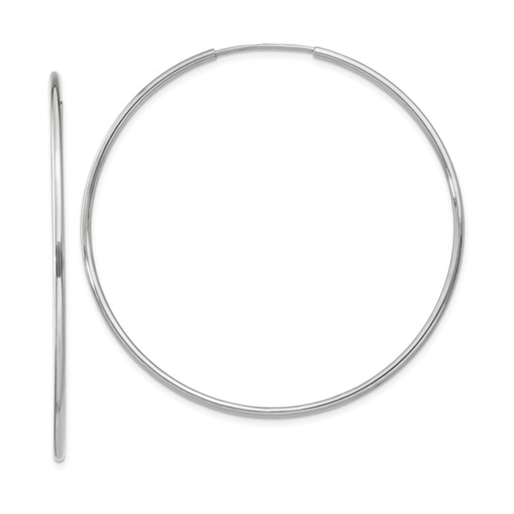 14K White Gold Continuous Endless Hoop Earrings (1.2mm Tube) - Elegant Minimalist Jewelry for Everyday Wear, Date Night & Special Occasions