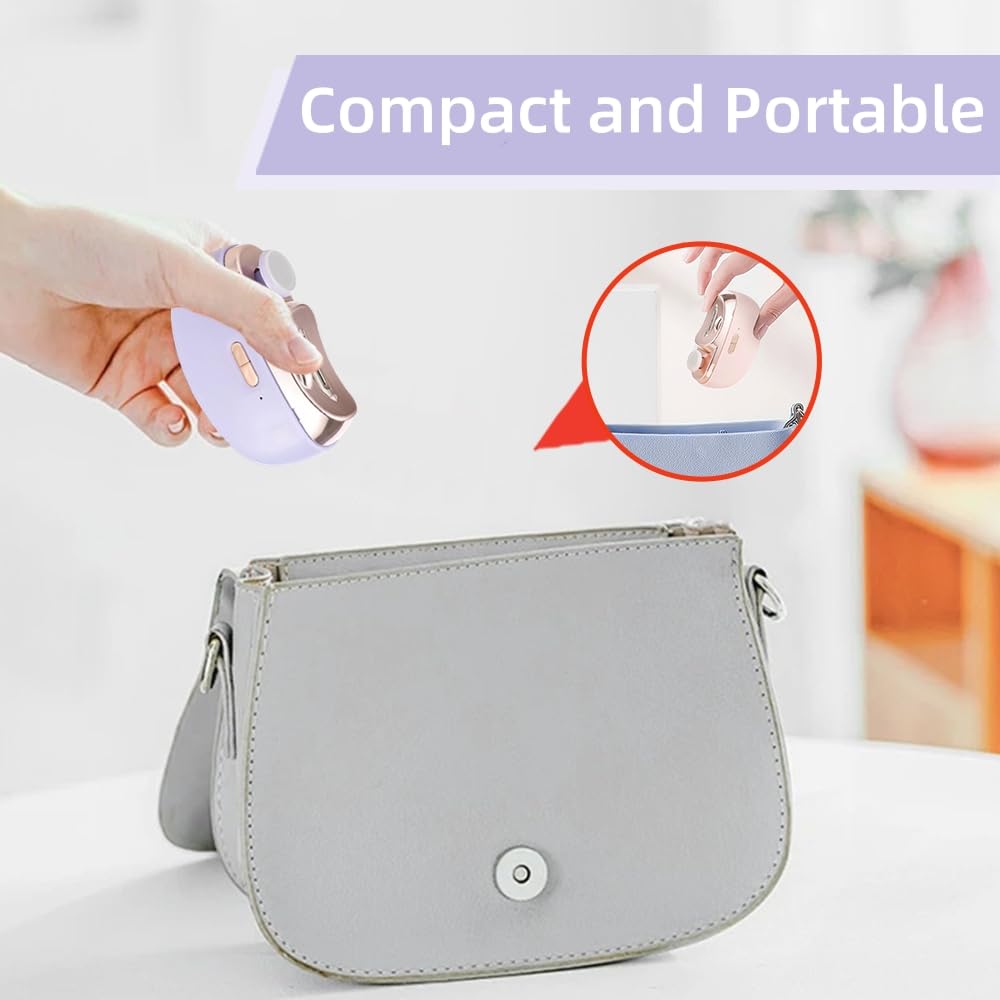 3-in-1 Automatic Electric Nail Clipper with Polishing & Light - 2 Adjustable Speed Electric Nail Trimmer for Seniors & Kids - Perfect for Home, Travel, and Salon Use (Pink)