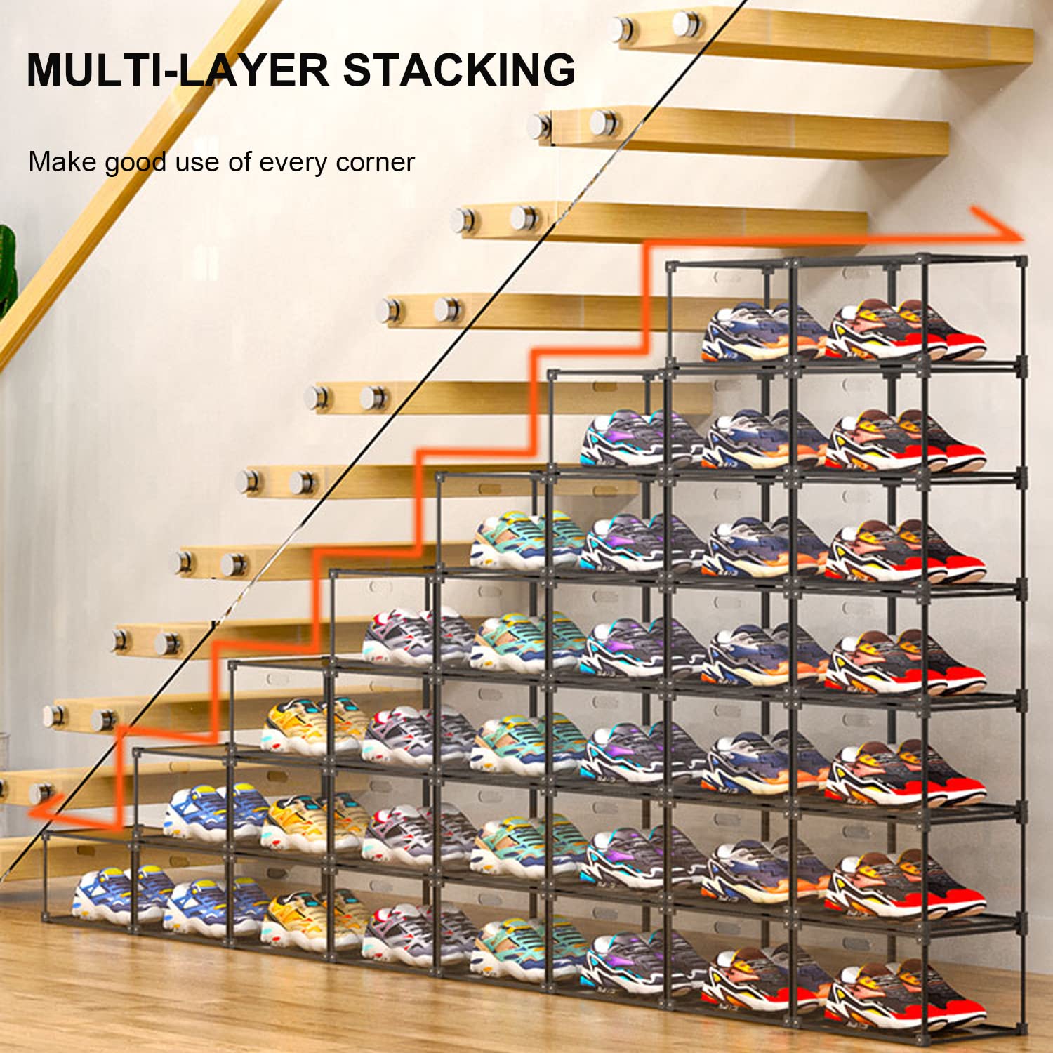 Clear Plastic Shoe Storage Box Organizer - 16-Piece Set with Magnetic Side Opening (Black) | Perfect for Closet Organization, Sneaker Display, and Home Storage Solutions
