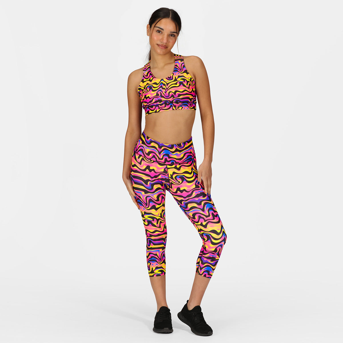 Coral Waves Capri Pants - Women's High Waisted Flowy Beach Pants for Summer Vacation & Boho Style Outfits