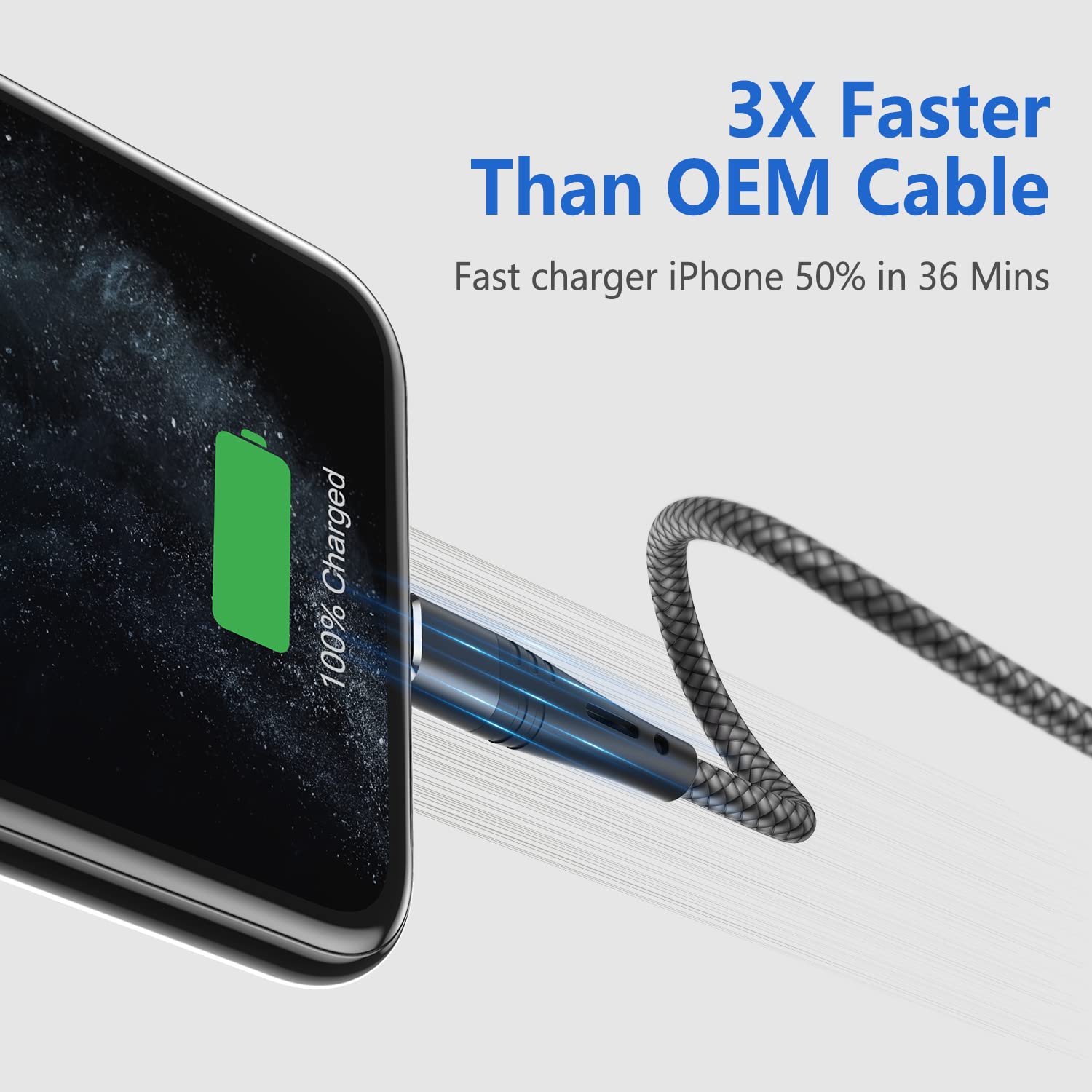 1FT USB C to Lightning Cable 3-Pack - MFi Certified Short iPhone Charger Cord (12 inch) for Fast Charging iPhone 14/13/12/11/X Series & iPad - Perfect for Travel, Car, Bedside & Office Use (Grey)